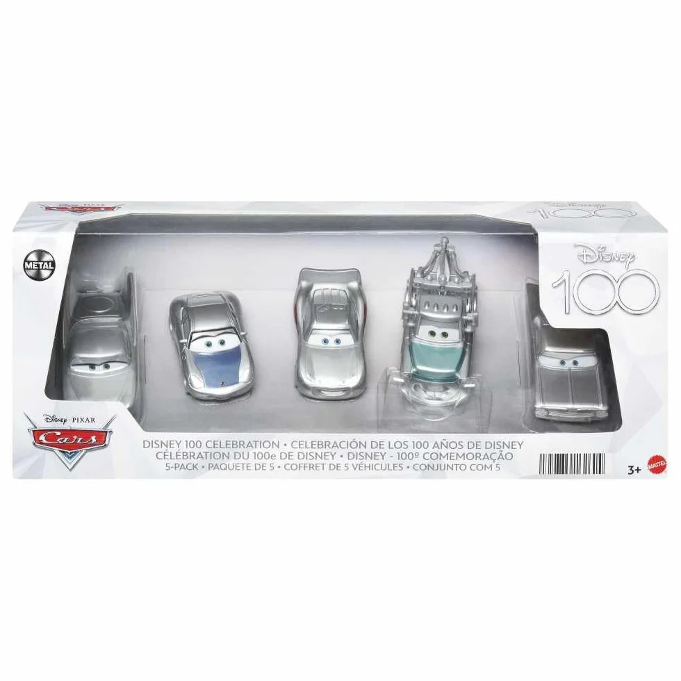 Disney 100 Rocznica Disney Pixar Cars Auta 5-pak metalowych pojazdów w skali 1:55, prezenty dla dzieci i dorosłych kolekcjonerów, HPL98