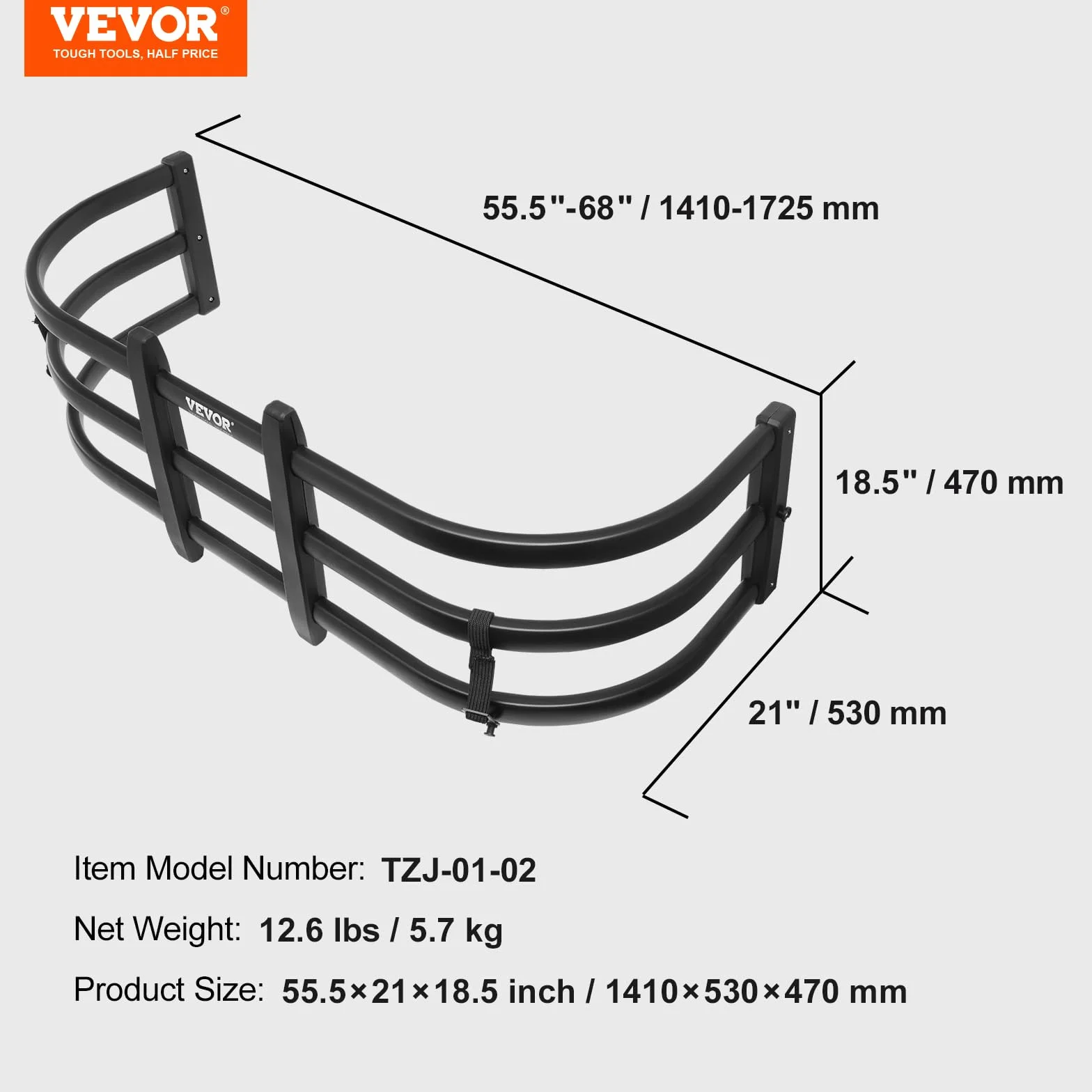 VEVOR Przedłużacz łóżka ciężarówki, aluminiowy wysuwany przedłużacz klapy bagażnika, 141-172 cm, wymagane wiercenie, Ford Super Duty, Dodge Ram 1500/2500/3500, Toyota Tundra, Nissan Titan, Chevrolet