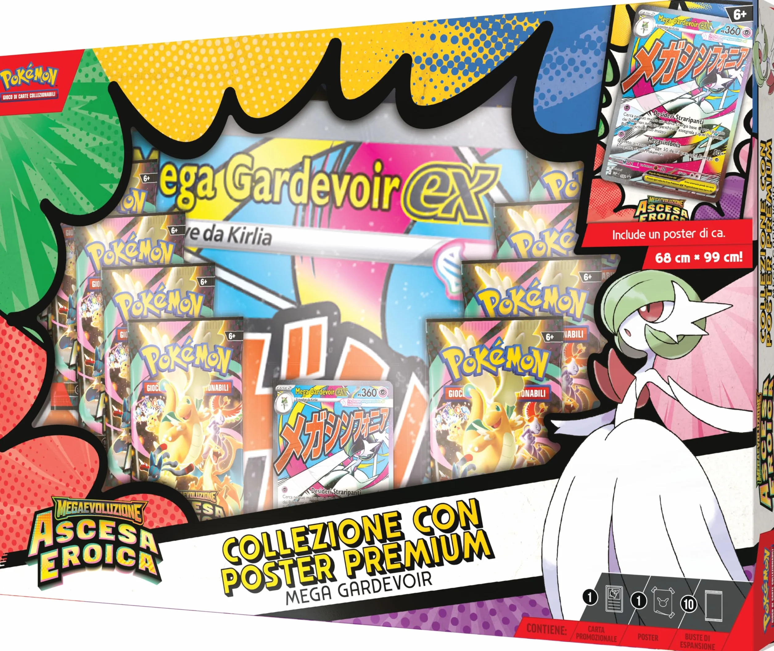 Pokémon: Mega Gardevoir Expansion Expansion MegaEvolution Collection - Heroiczne powstanie GCC Pokémon (1 holograficzna karta promocyjna, 1 plakat dwustronny i 10 rozszerzeń)