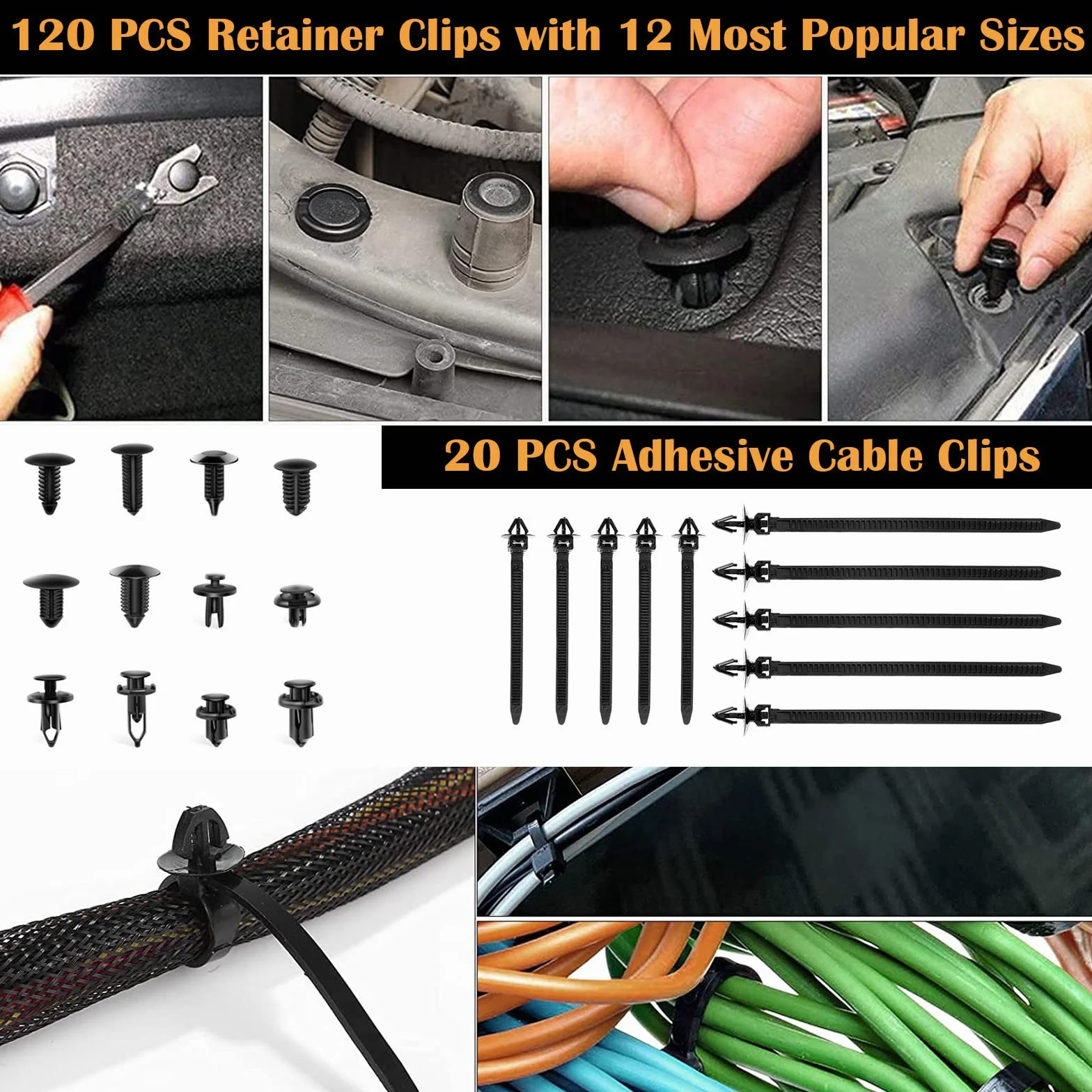 Narzędzie do Demontażu Samochodu, Aohoo 280 sztuk Zestaw do Naprawy Wnętrz Samochodów Automotive Push Pin Niet Bumper Car Wash Fixture Automotive Instrument Car Audio DVD