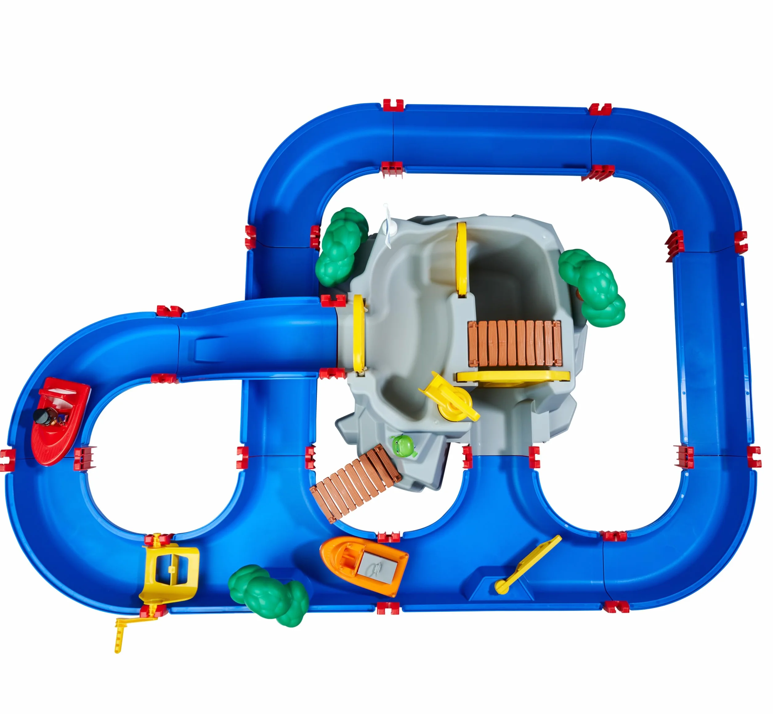 AquaPlay 8700001542 Edukacyjny Tor wodny Góra z wodospadem, zjeżdżalnia, figurki, łódki, kontener, Przenośny Zestaw, zabawka wodna outdoor do użytku na zewnątrz dla Dzieci w wieku od 3 lat