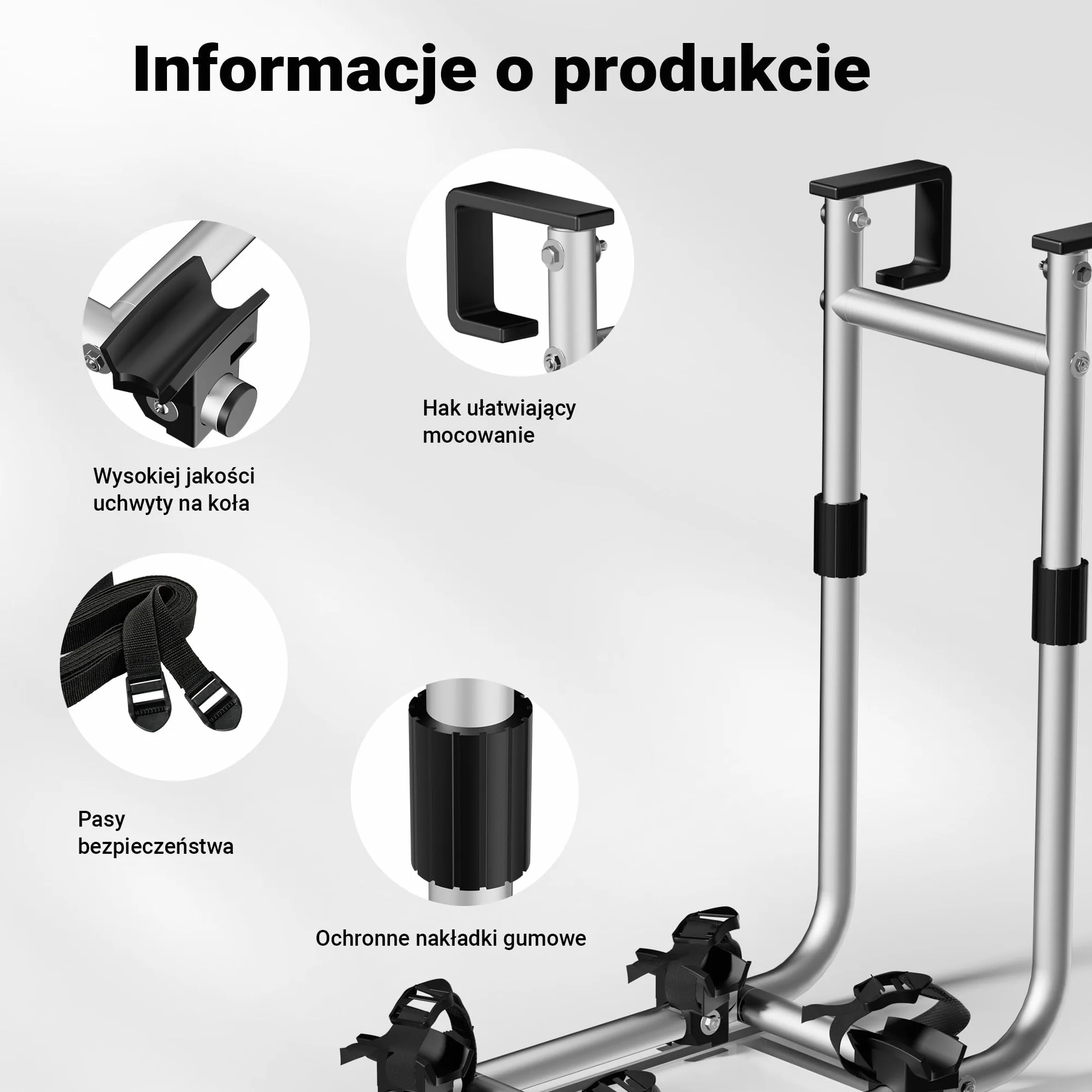 Wiltec Bagażnik na 2 rowery do montażu na drabince kampera, maks. nośność 30 kg, z aluminium i TPR, składana konstrukcja