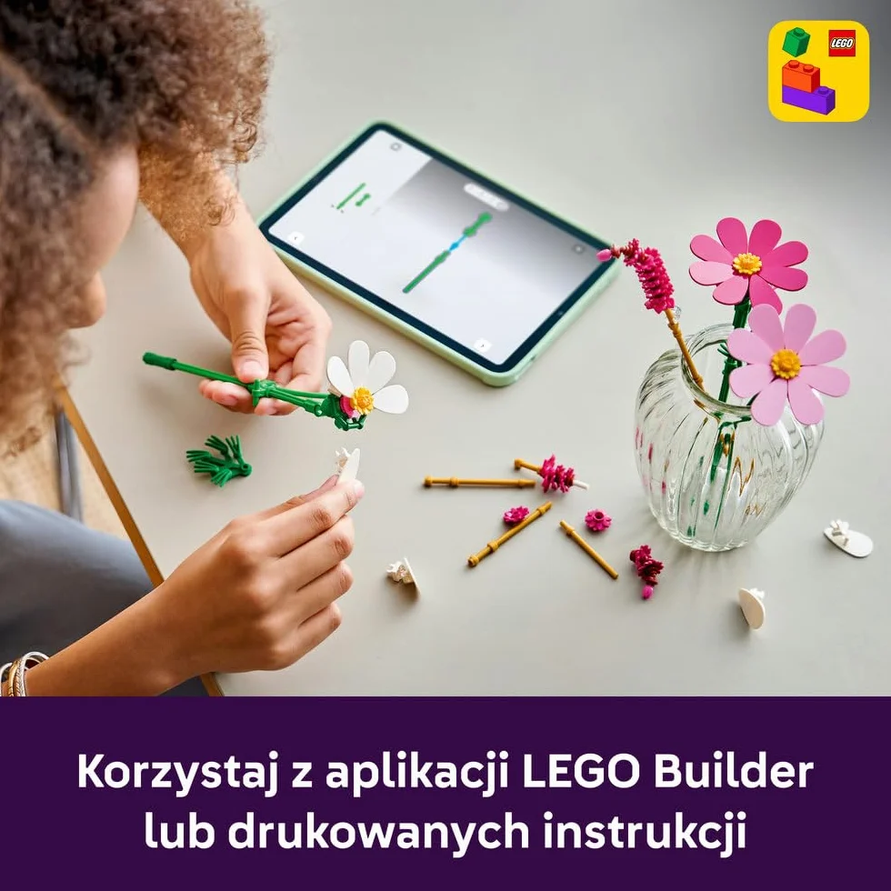 LEGO Botanicals Kosmosy, zestaw konstrukcyjny dla dzieci, kompozycja kwiatowa i dekoracja do pokoju dziecięcego, kwiaty na prezent dla dziewczynki, chłopca i miłośnika przyrody od 9 lat 11514
