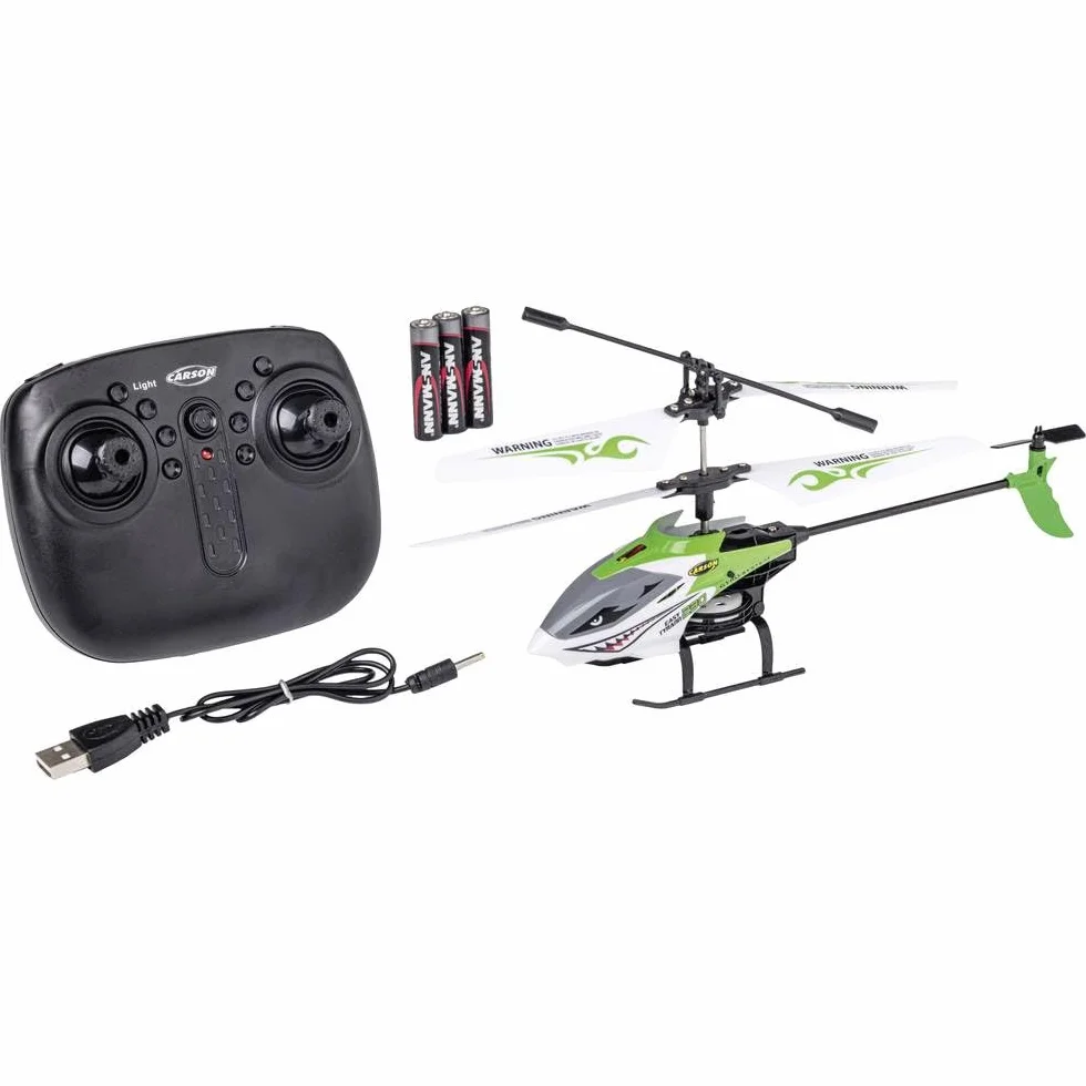 Carson 500507179 Easy Tyrann 230 Gyro 2,4 GHz, 100% RTF zielony – zdalnie sterowany helikopter, wytrzymały model RTF (Ready to Fly), model dla początkujących, helikopter RC, dla dzieci od 8 lat