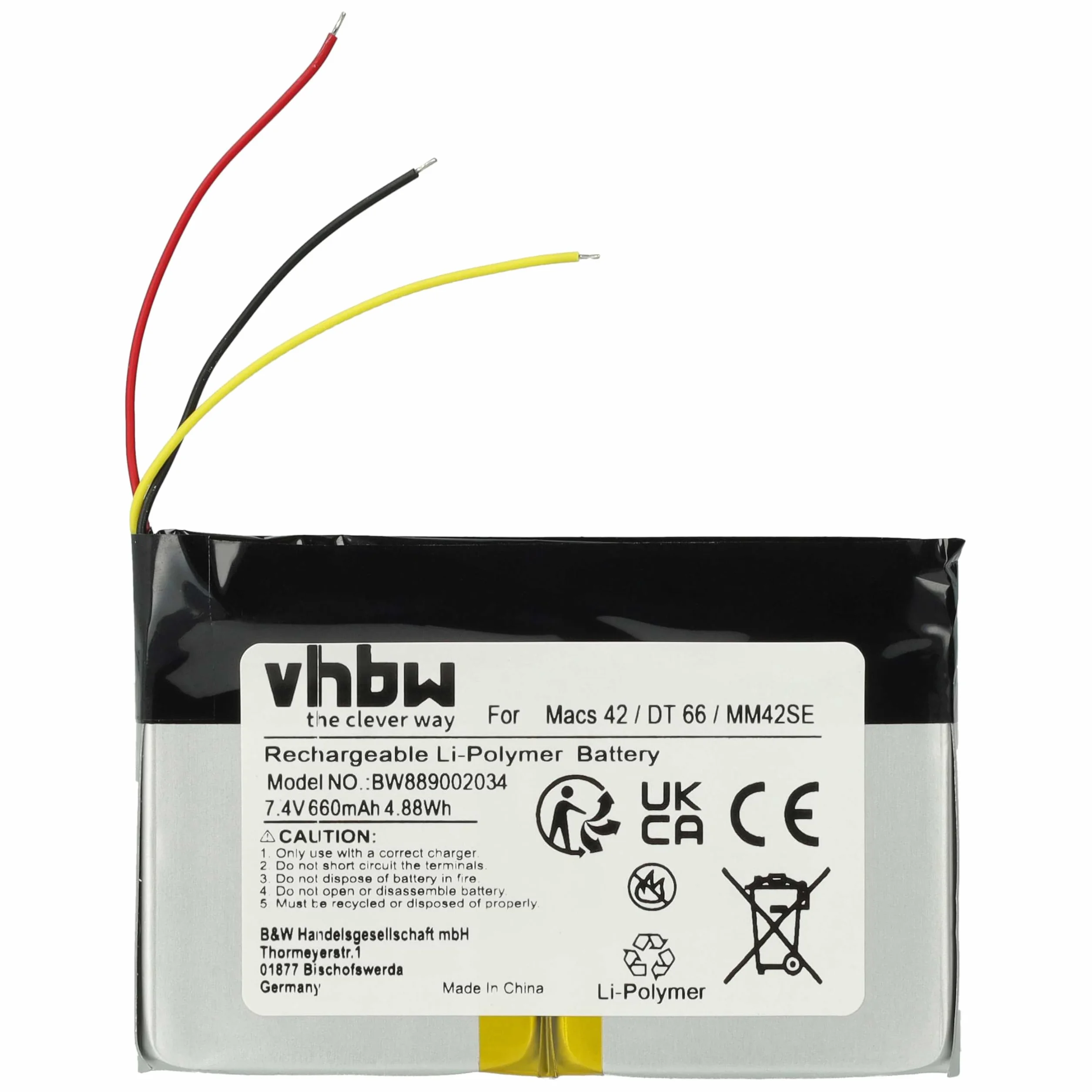 vhbw Bateria zastępuje Hella Gutmann 2S/LPP443441 S do systemu diagnostycznego (660 mAh, 7,4 V, Li-Poli)