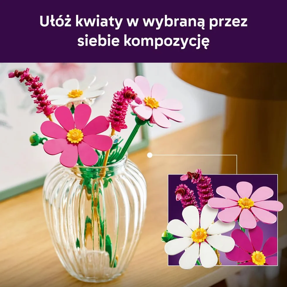 LEGO Botanicals Kosmosy, zestaw konstrukcyjny dla dzieci, kompozycja kwiatowa i dekoracja do pokoju dziecięcego, kwiaty na prezent dla dziewczynki, chłopca i miłośnika przyrody od 9 lat 11514