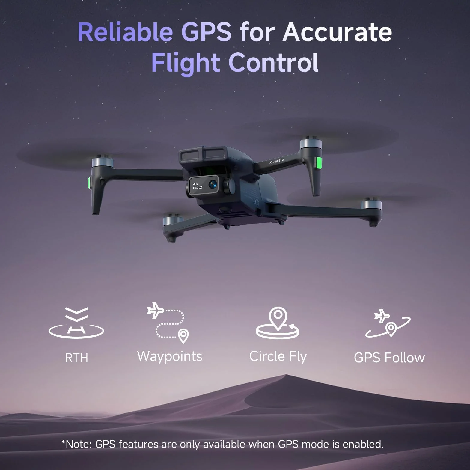 Ameta Dron z Kamerą 4K Profesjonalną, S20 Pro Drone GPS dla Dzieci i Dorosłych z Automatycznym Powrotem, 50 Minutami, Funkcją śledzenia, Sterowaniem Gestami, Drony FPV Ważące Mniej niż 249g