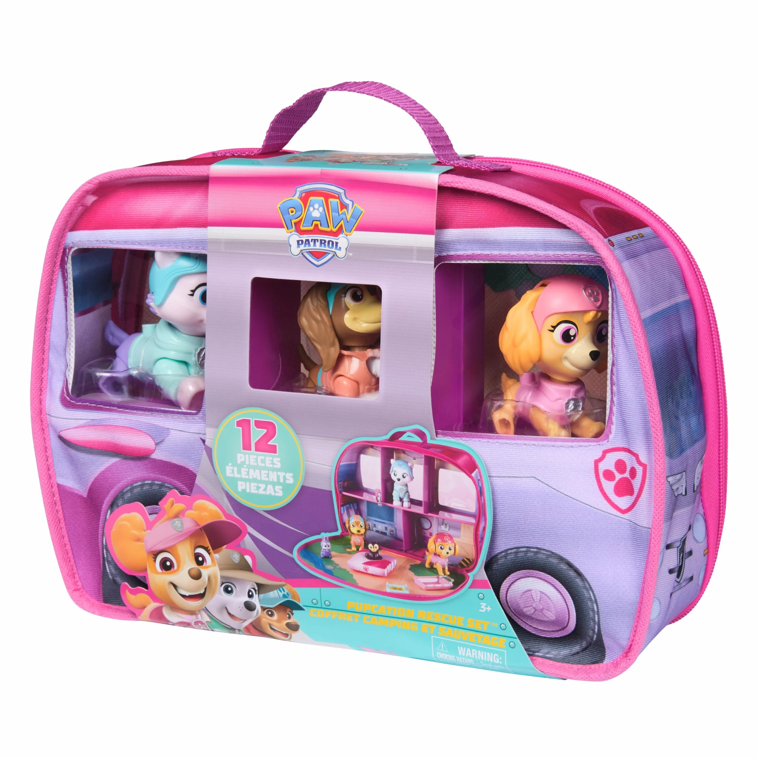 PAW Patrol Skye's World Pupcation Rescue Set z figurkami Skye, Everest & Liberty Bobble Head i kamperem RV, zabawkami dla dzieci dla chłopców i dziewcząt w wieku od 3 lat