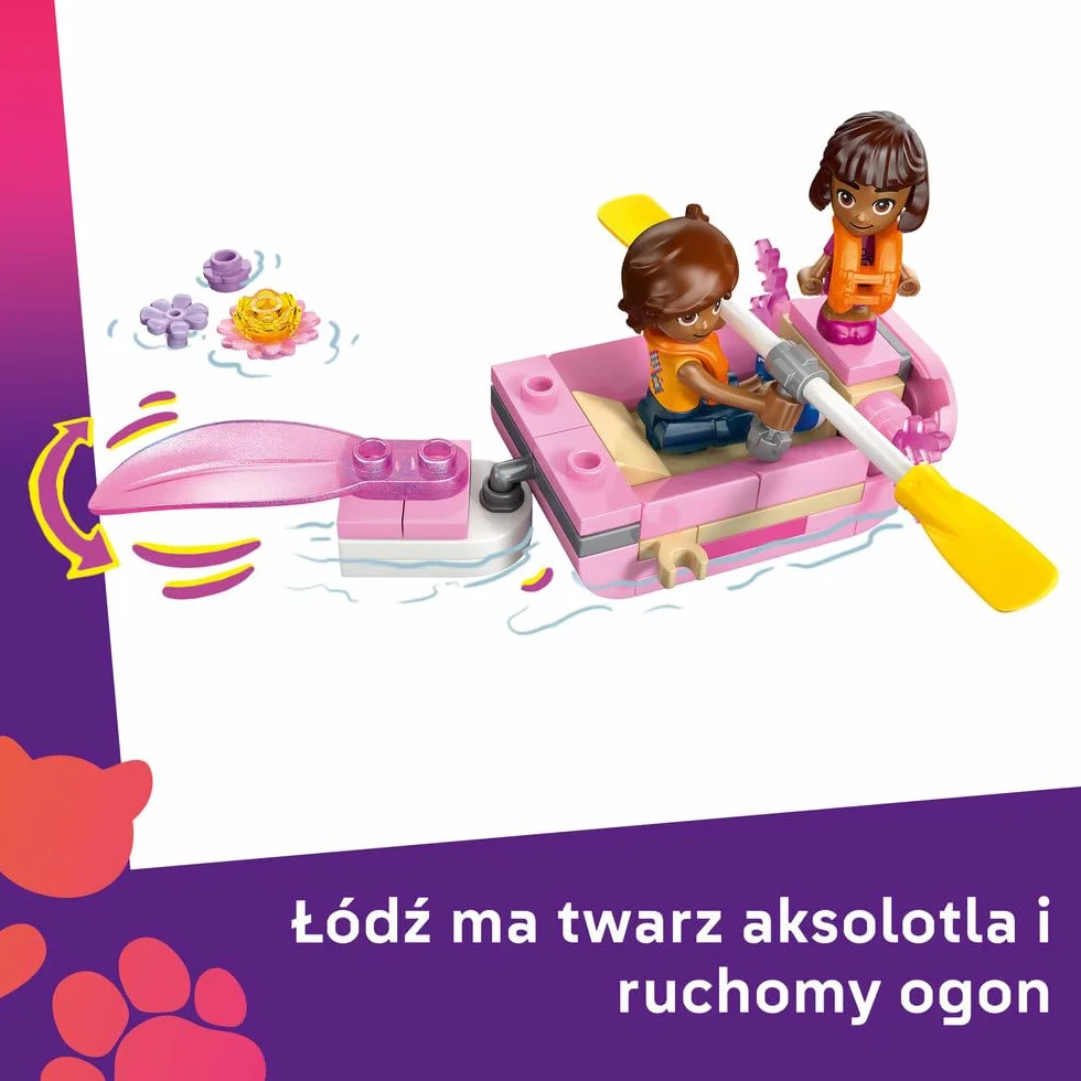 LEGO Friends Przygoda na aksolotlowej łodzi, klocki dla 5-latki z łódką, minilaleczką i mikrolaleczką, zabawka dla dziecka do odgrywania ról, pomysł na prezent dla dziewczynki od 5 lat i chłopca 42681
