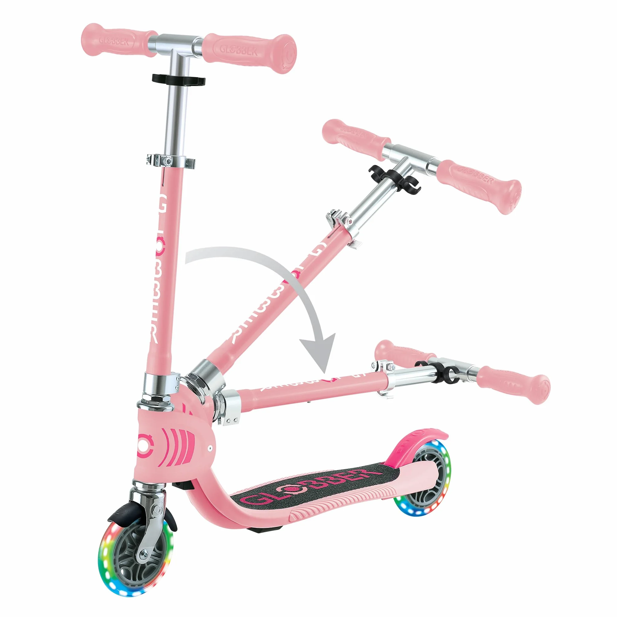 Globber Flow FOLDABLE Junior LIGHTS składana hulajnoga na 2 koła, z regulowaną kierownicą i świecącymi kołami, dla dzieci od 3 lat