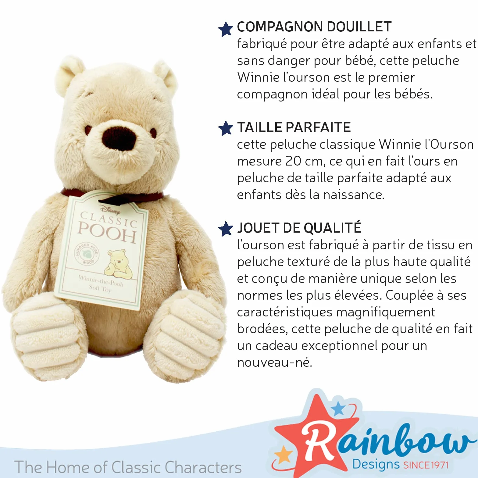 Disney DN1460 Pooh & Friends Classic Winnie The Pooh Soft Toy, Beige