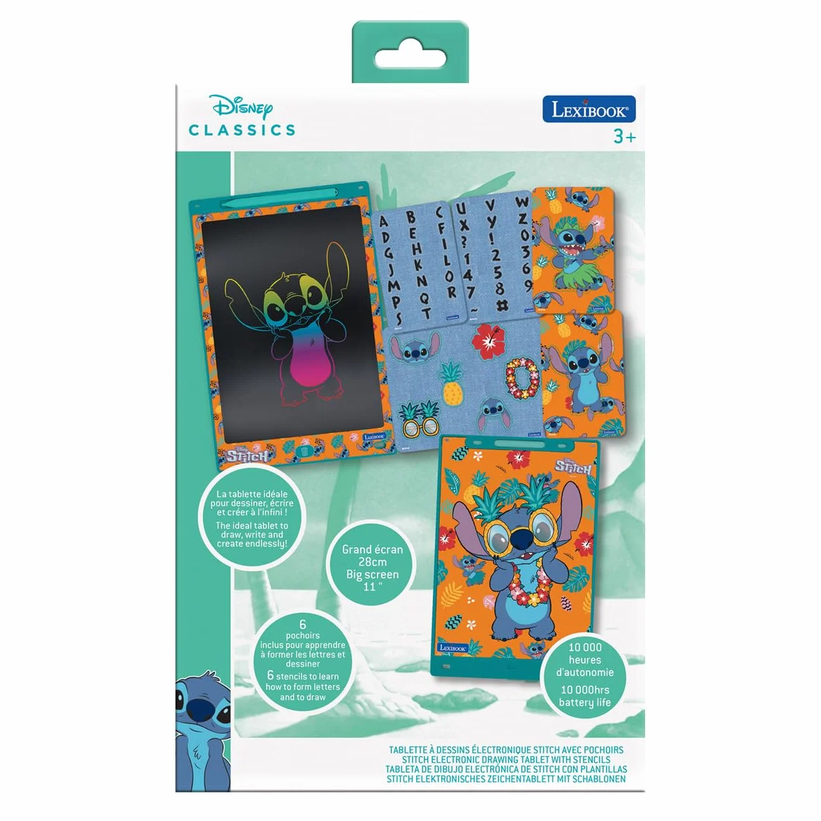 Lexibook CRT10D Disney Stitch, Magiczny Łupek, Artystyczna i Kreatywna Zabawka dla Dziewczynek i Chłopców, Format A4 z Wielokolorowymi Rysunkami, CRT10D, Niebieski, Pomarańczowy, Jeden Rozmiar