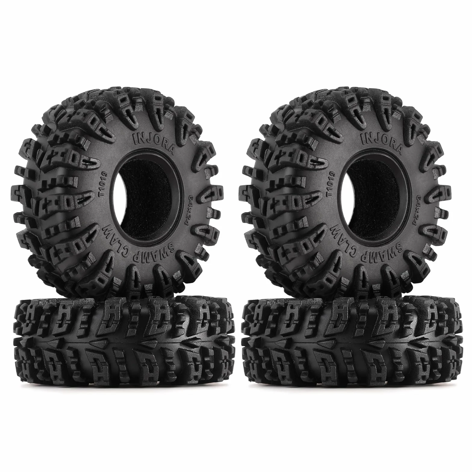INJORA 1.0 Opony - S5 Swamp Claw Mud Terrain opony do TRX4M AX24 SCX24 FCX24 1/18 1/24 RC Crawler Auto, 64 * 24 mm, T1019