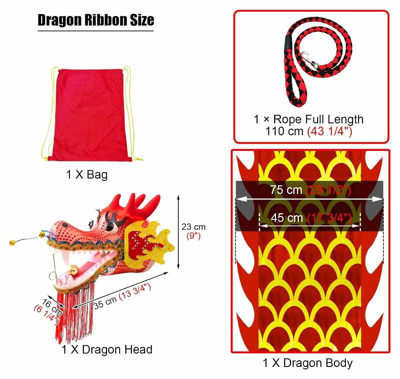 Wąż taneczny Wstążka fitness Dragon Poi wielokolorowa różne rozmiary 6M 8M 10M(Red,8M)