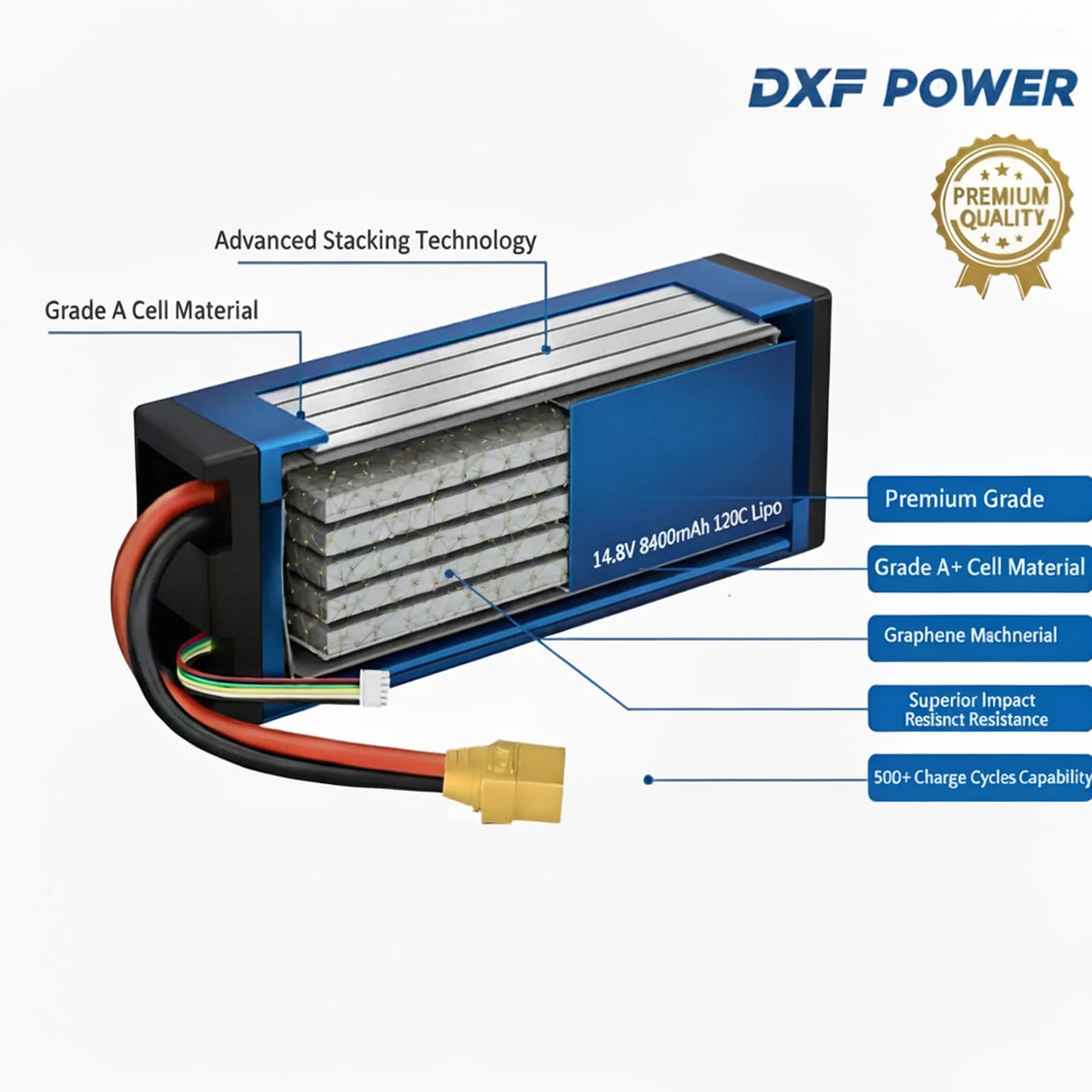 DXF 14.8V 120C 8400mAh 4S Lipo bateria twarda z wtyczką XT90 do RC Buggy Truggy Crawler Monster samochód łódź ciężarówka （2PCS）