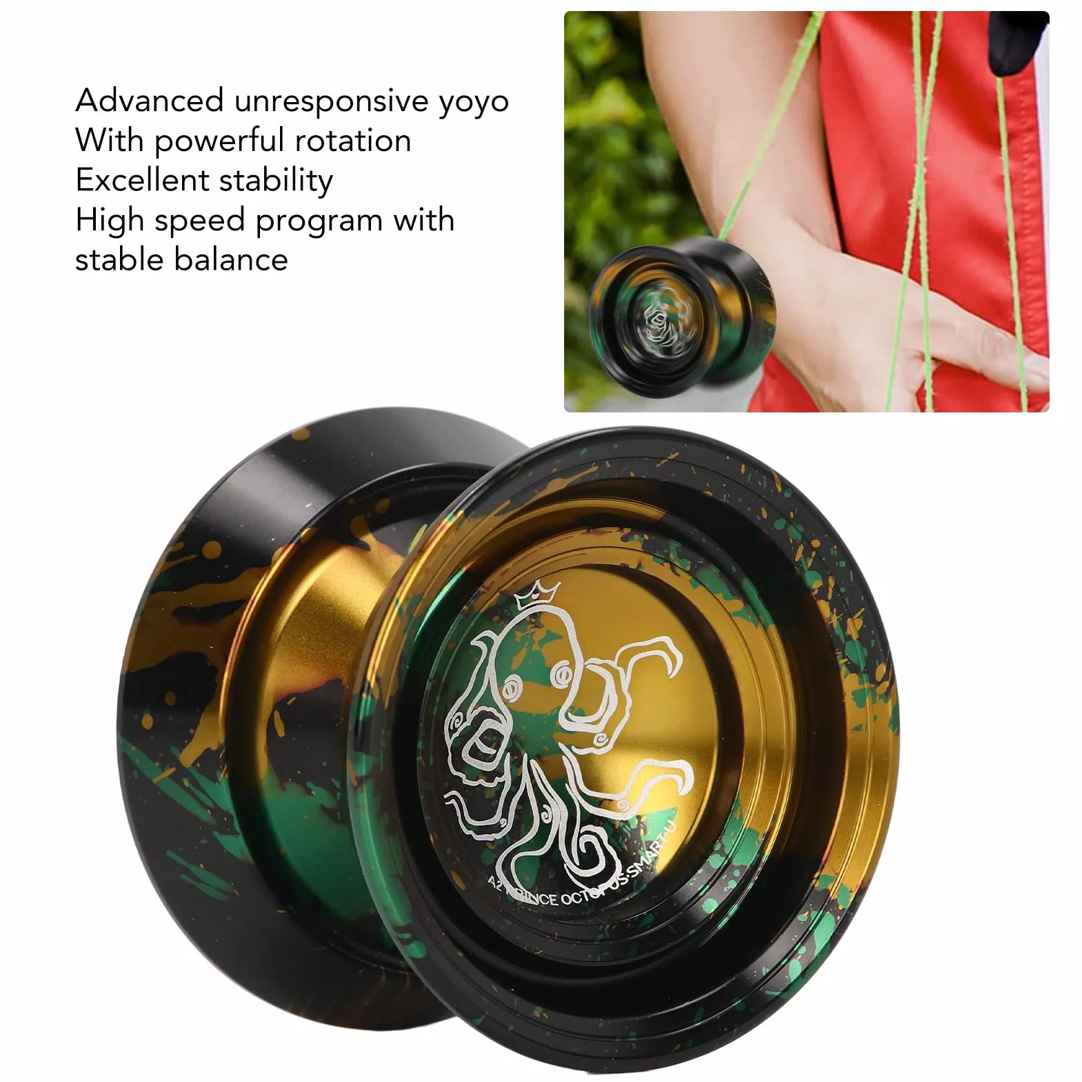 Marhynchus Premium Niereagujący Metal Aluminium Aluminium Yoyo Professional Yoyo z potężną stabilnością Rotacji dla Dzieci Dorosłych Początkujący Zaawansowani Gracze (czarne złoto)