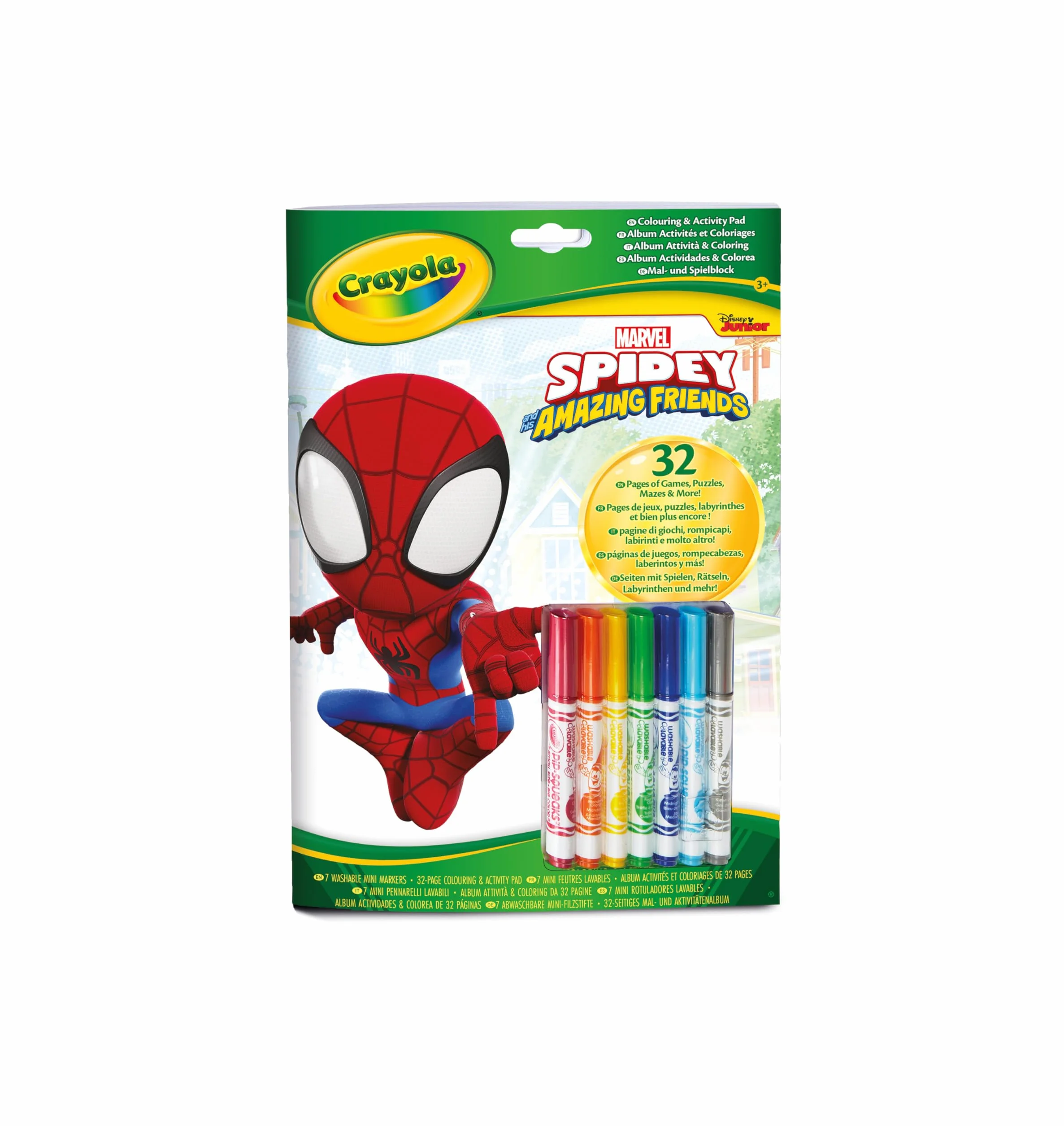 Crayola - Album kreatywny do kolorowania Spidey, 32 strony do kolorowania i 7 mini flamastrów zmywalnych, 04-2809