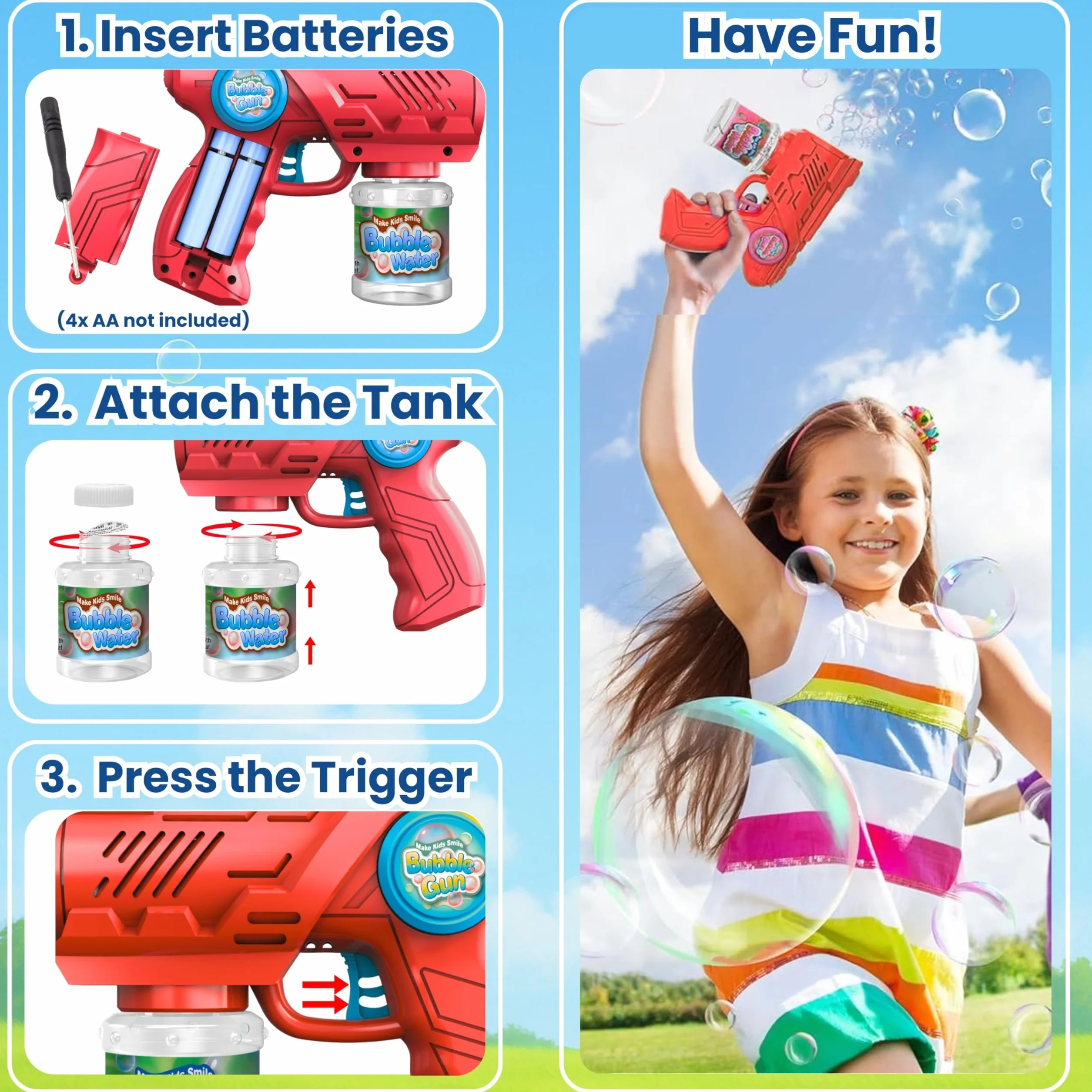 Blubbel Pistolet do Baniek, Maszyna z LED, Zbiornik 100ml, Armata Bańkowa, Powietrzna Bazooka, Prezent dla Dzieci, Na Wesele
