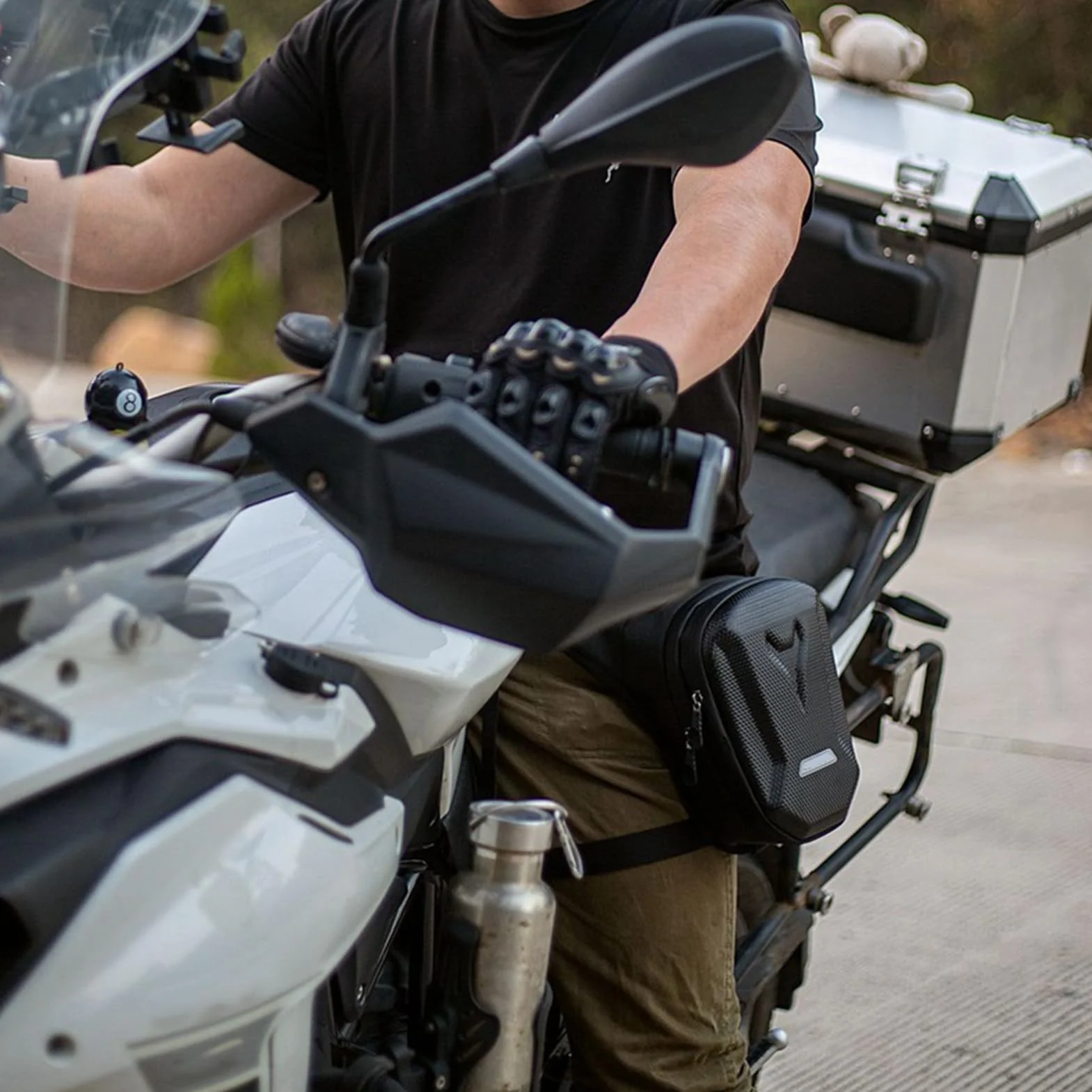 torba na biodra i brzuch 2 w 1, torba na udo, torba na motocykl, torba na nogę dla mężczyzn i kobiet, torba na nogę z twardym uchwytem, do jazdy na motocyklu, jazdy konnej, wędkarstwa (czarny
