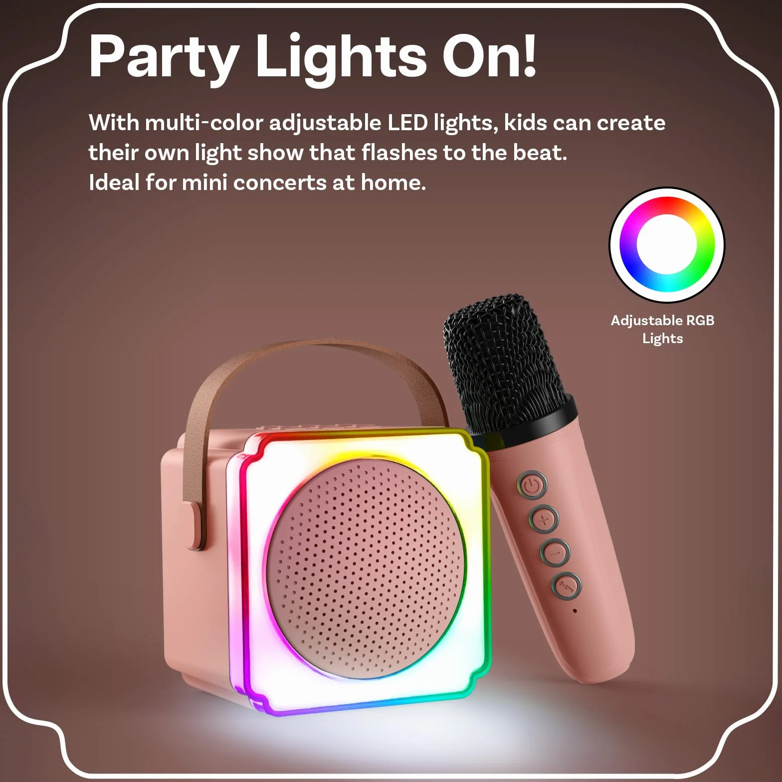 Maszyna do Karaoke dla Dzieci firmy MMOBIEL - Przenośna Maszyna do Karaoke - Głośnik Bluetooth, 2 Mikrofony, Światła LED, 5 Efektów Dźwiękowych - Prezenty dla Dziewcząt, Chłopców, 3+ Lata - Różowy