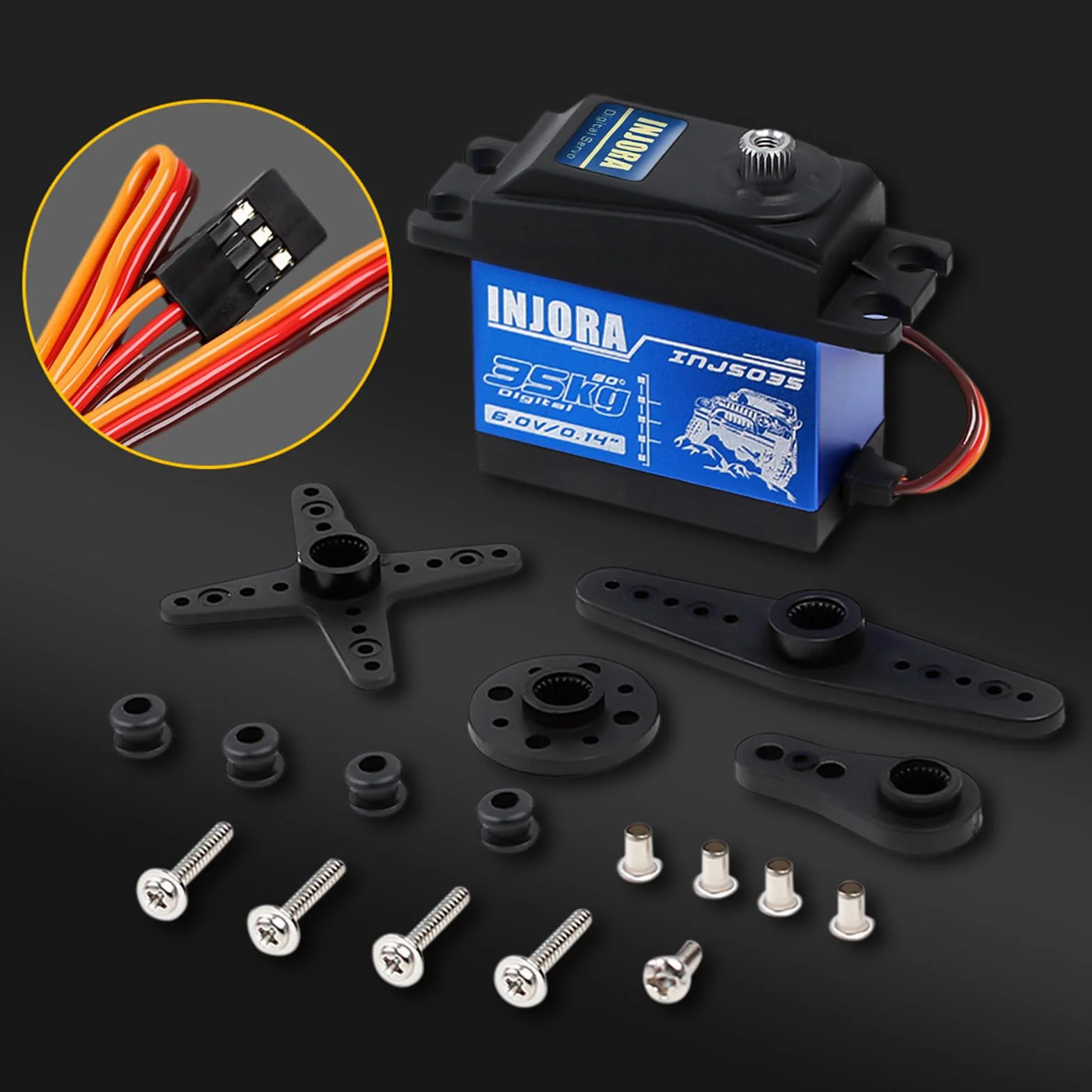 INJORA RC Servo 35 kg cyfrowe servo wysoki moment obrotowy RC cz??ci do 1:10 RC Crawler SCX10 Pro TRX4 D90 VS4-10 Redcat Gen 8 7 Pro Enduro (k?t sterowania 90°-180°)
