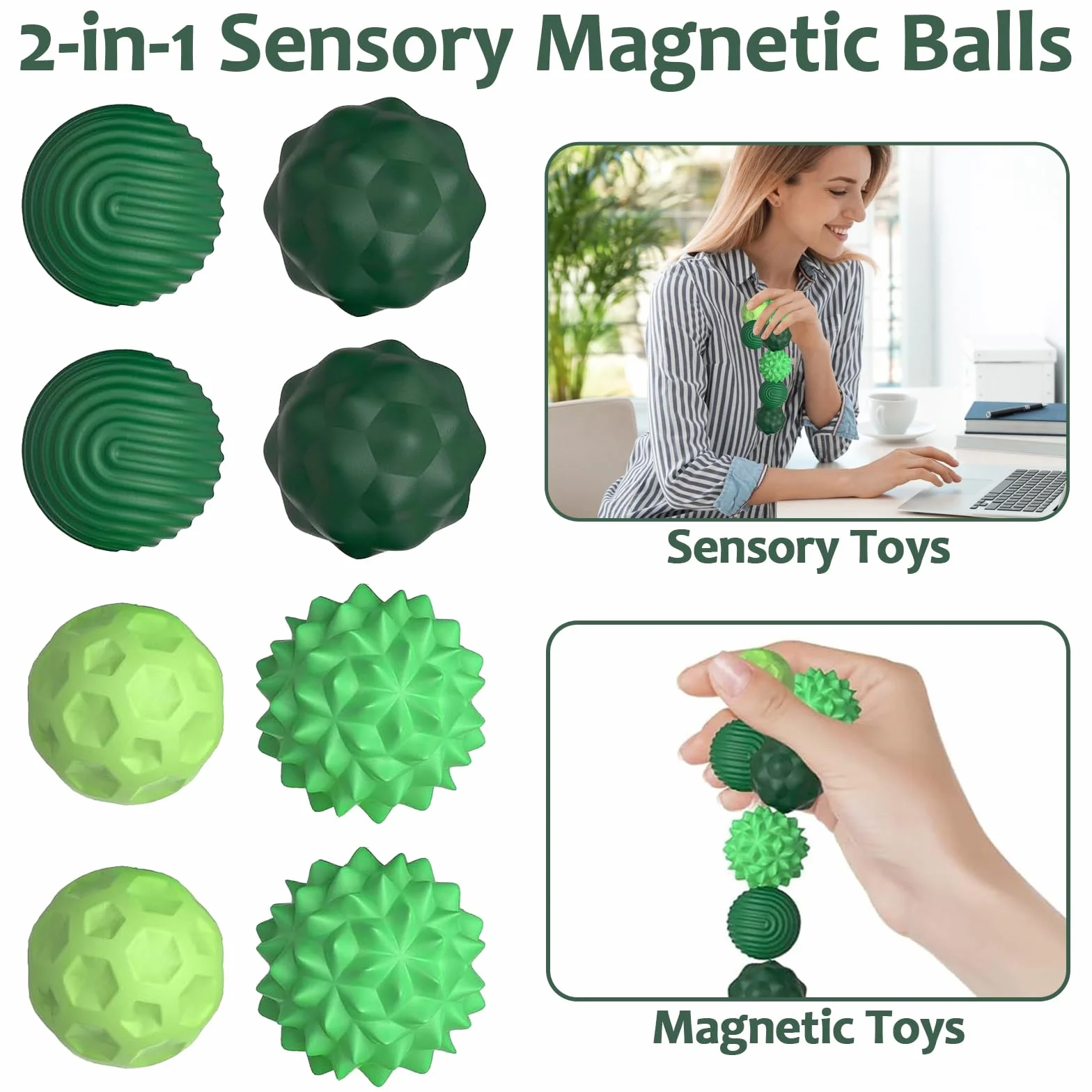 8 magnetycznych zabawek antystresowych, dla dzieci i dorosłych, magnetyczne piłki sensoryczne jako zabawki sensoryczne, piłki antystresowe z silikonowym etui, idealne przeciwko stresowi i