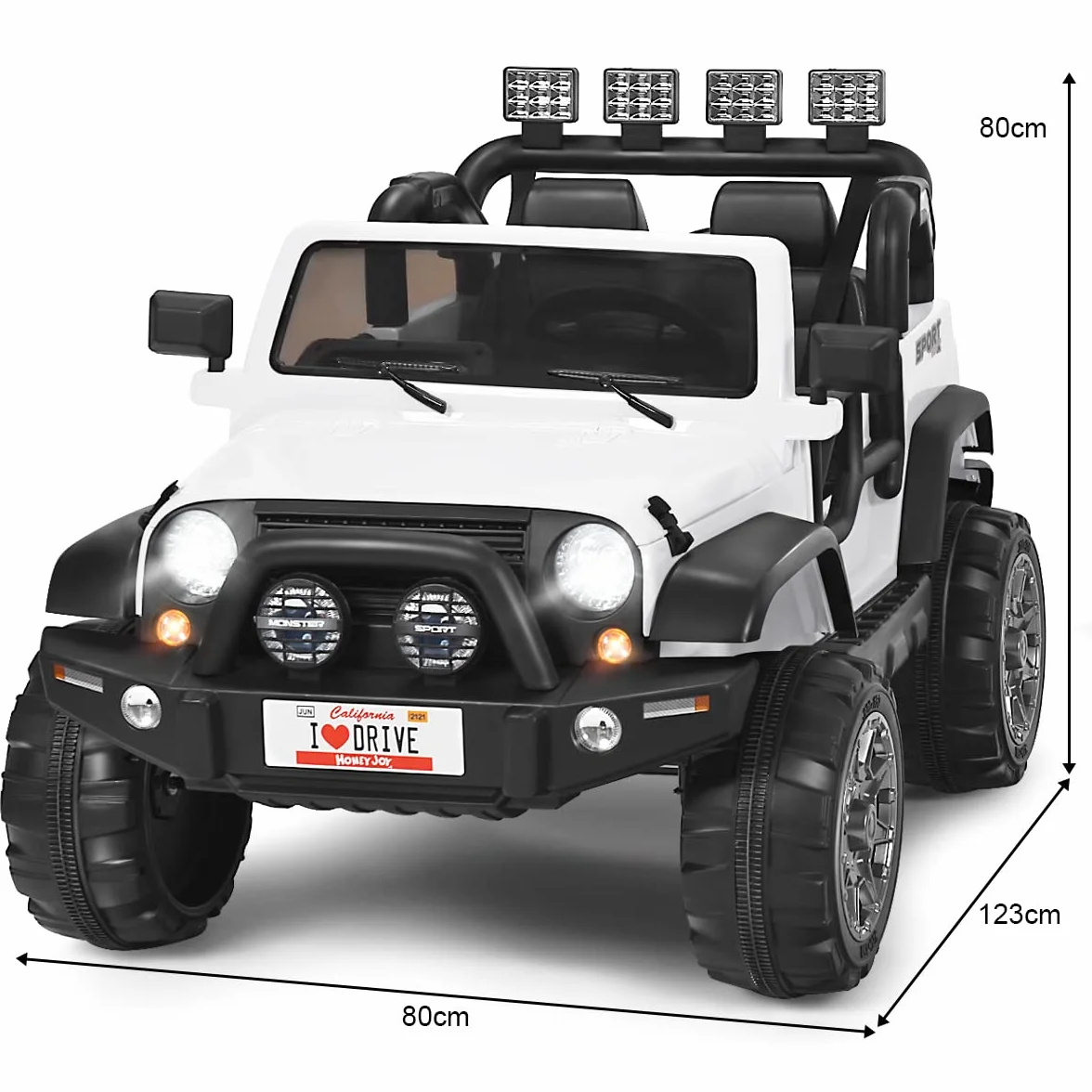 COSTWAY Samochód elektryczny dla dzieci, 2-osobowy z pilotem zdalnego sterowania 2,4 G, 3 biegi 12 V, samochód dziecięcy z MP3, muzyka, klakson i reflektor, Auto 2,5-4 km/h, dla dzieci od 3 lat
