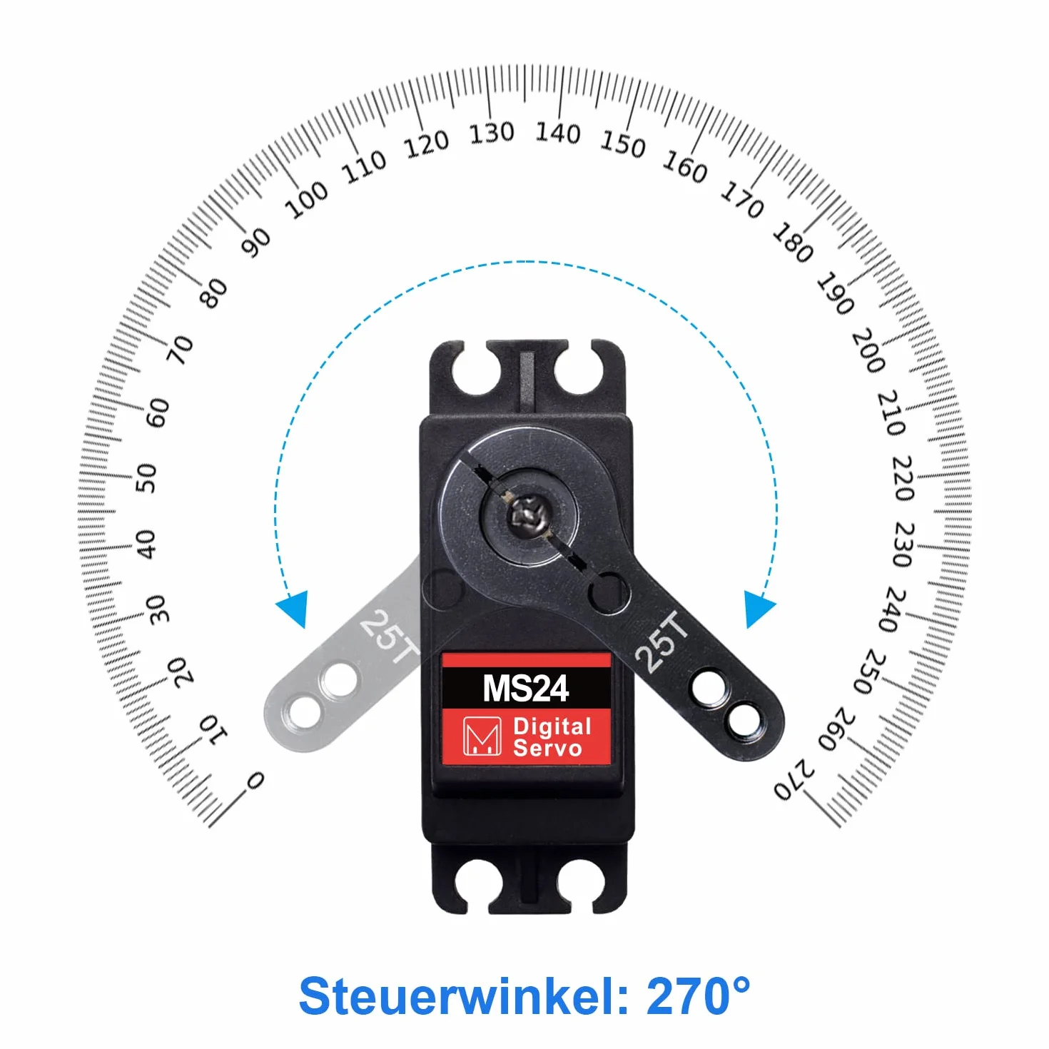 Miuzei Serwo sterujące Rc Digital Servo 20 kg, 270°, wodoszczelne, z metalową przekładnią, do samochodu, 1/10, 1/8, 1/12, modeli zabawek, samolotów, robotów, łopatek tary, samochodu, łodzi (3 sztuki)