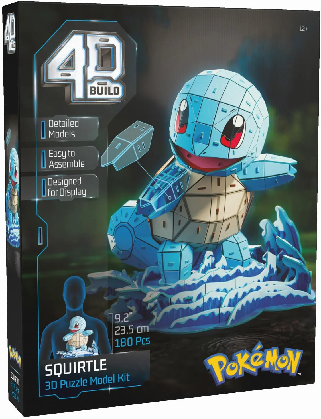 4D Build, Pokémon Squirtle 3D Zestaw do składania, Pokémony do kolekcjonowania, Puzzle 3D dla dorosłych i nastolatków, 180 elementów, dla osób w wieku od 12 lat