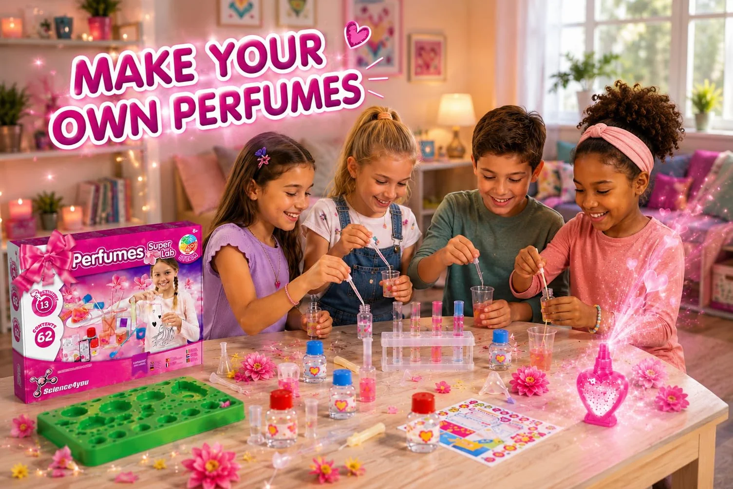 Science4you Super Laboratorium Perfum dla dzieci od 8 lat - zestawy do tworzenia perfum, edukacyjne zestawy naukowe +13 eksperymentów dla dzieci, prezent dla chłopców i dziewcząt, 8-12 lat