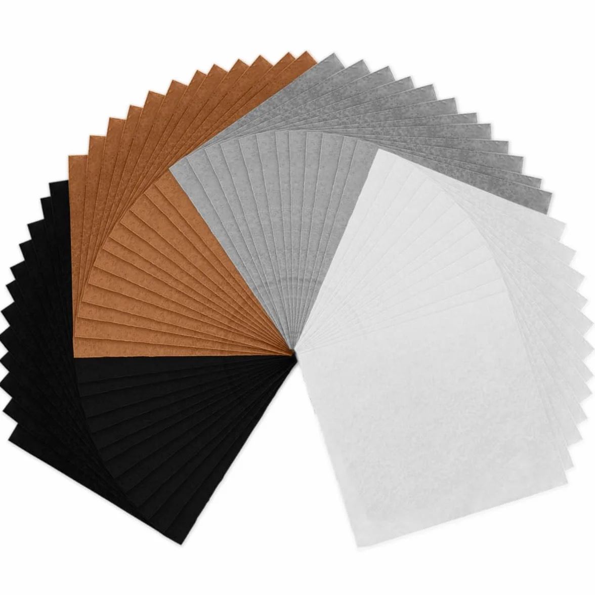 IVEOPPE Filc filcowy, do majsterkowania, 48 sztuk – 30 x 20 cm, materiał filcowy, do mat filcowych, podstawek, filc dekoracyjny, do szycia i majsterkowania (czarny + biały, szary, brązowy)