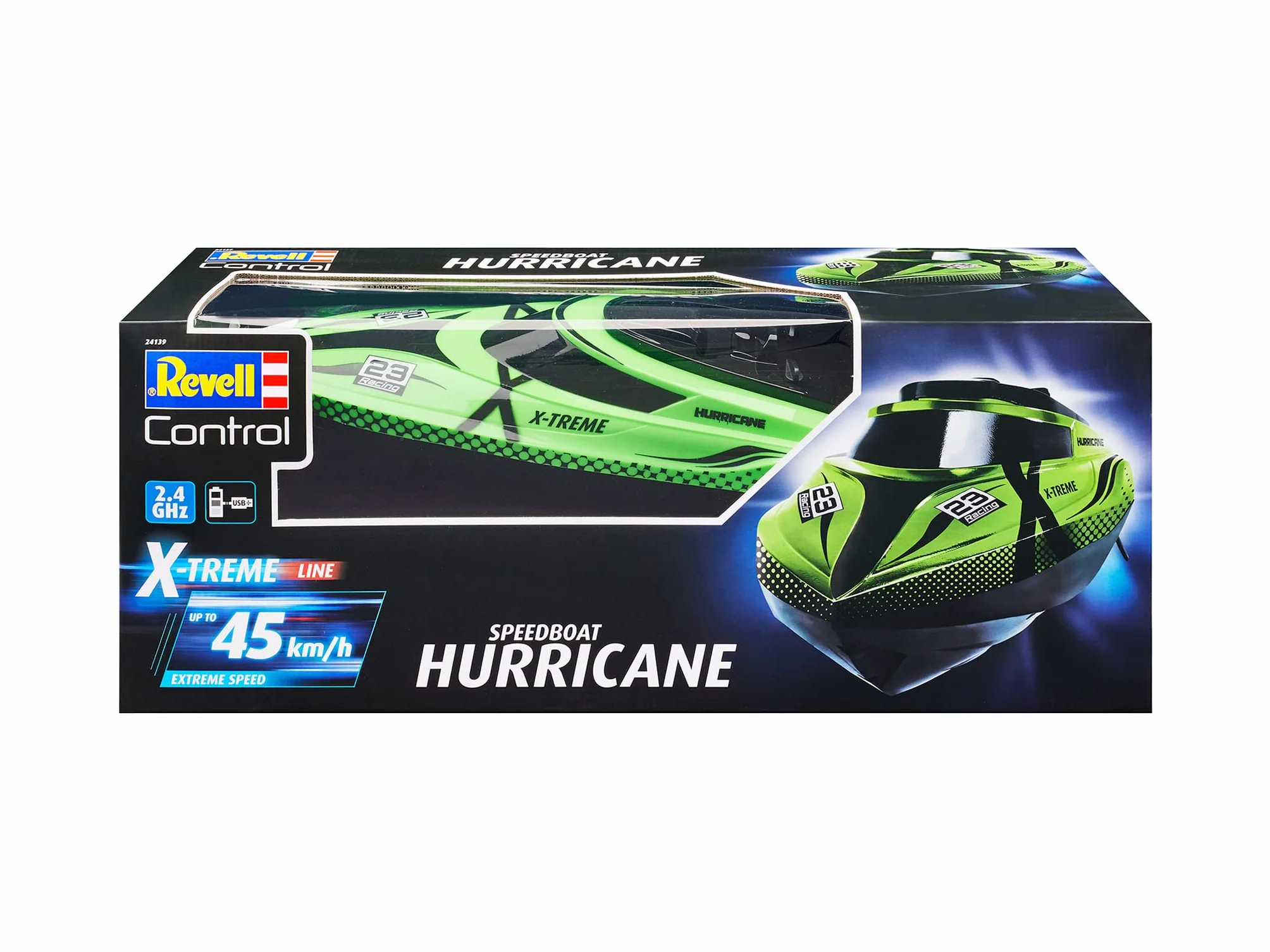 Revell Control - Hurricane Łódź Motorowa, Czarny/Zielony, 24139