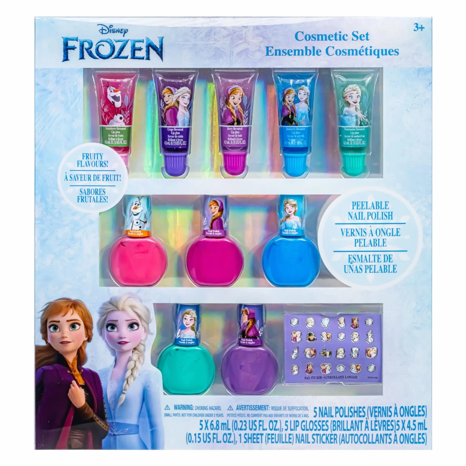 Frozen Brokatowy Zestaw Makijażu 11 szt Błyszczyk i Naklejki