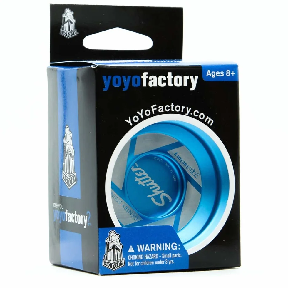 YoyoFactory Shutter Profi Yo-Yo firmy Weltmeister Gentry – niebieski (szybka rotacja, metalowe łożyska kulkowe, sznurek i instrukcja w zestawie)