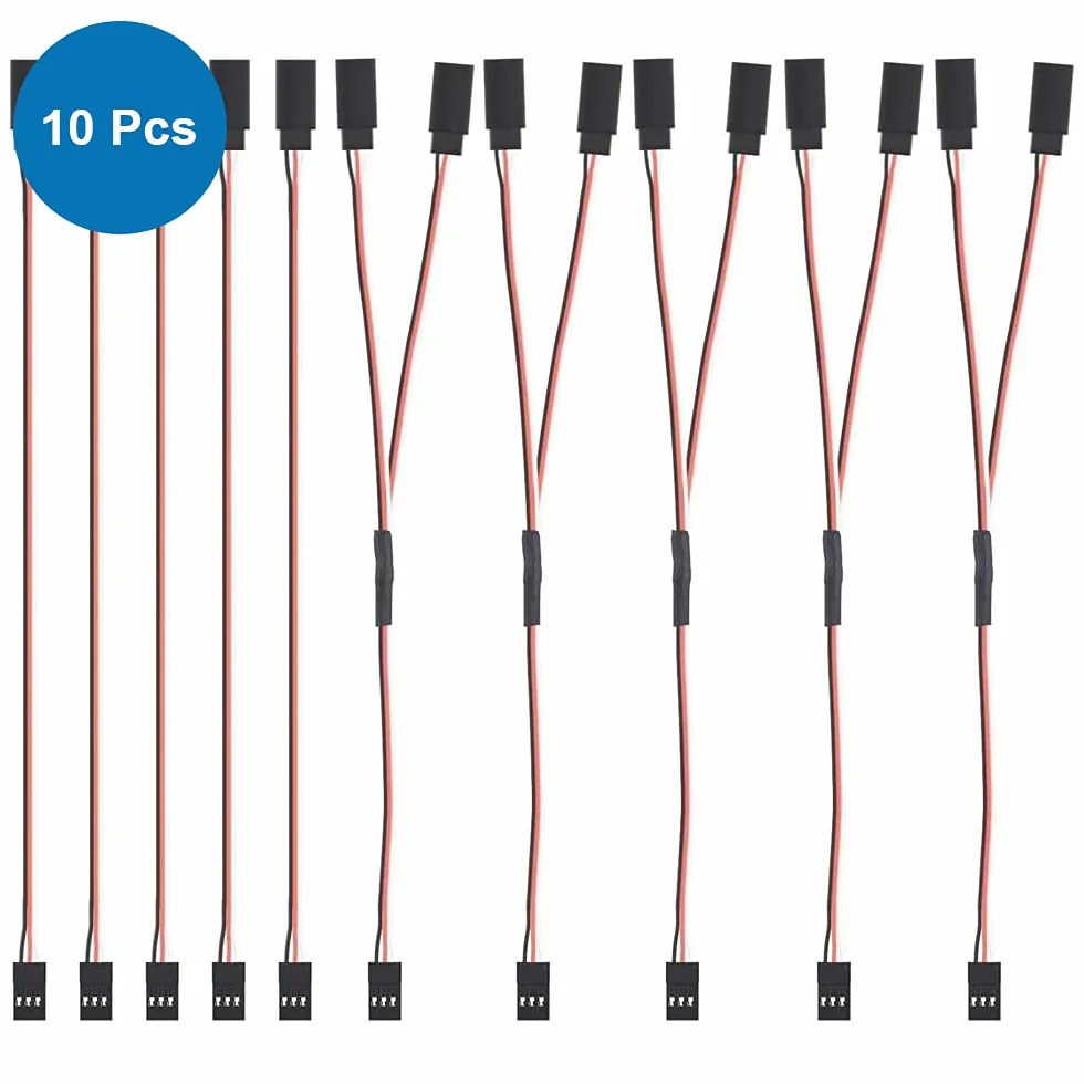 MMOBIEL 10X 5 3-pinowy RC Servo Emermeble / 5 Servo Y Kabel dla serwotorek Połączenia Kontrolującego Drony RC, samochód, robot itp.