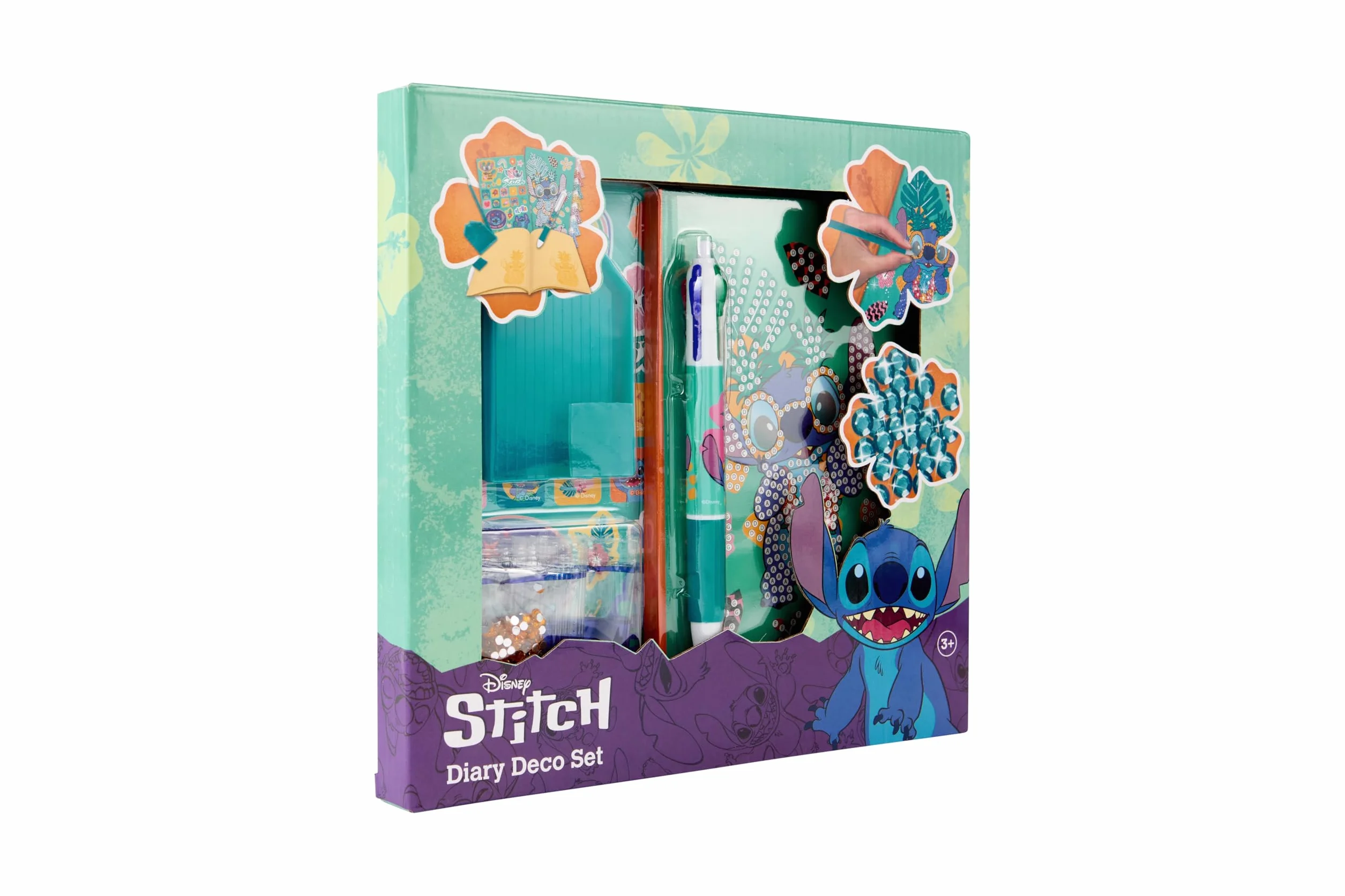 Zestaw dziennik Stitch dla dzieci | Zestaw do rysowania diamentowego dla dzieci od 3 lat | Z naklejkami i błyszczykami | Kreatywny prezent dla dziewczynek | Zestaw do majsterkowania DIY z dziennikiem