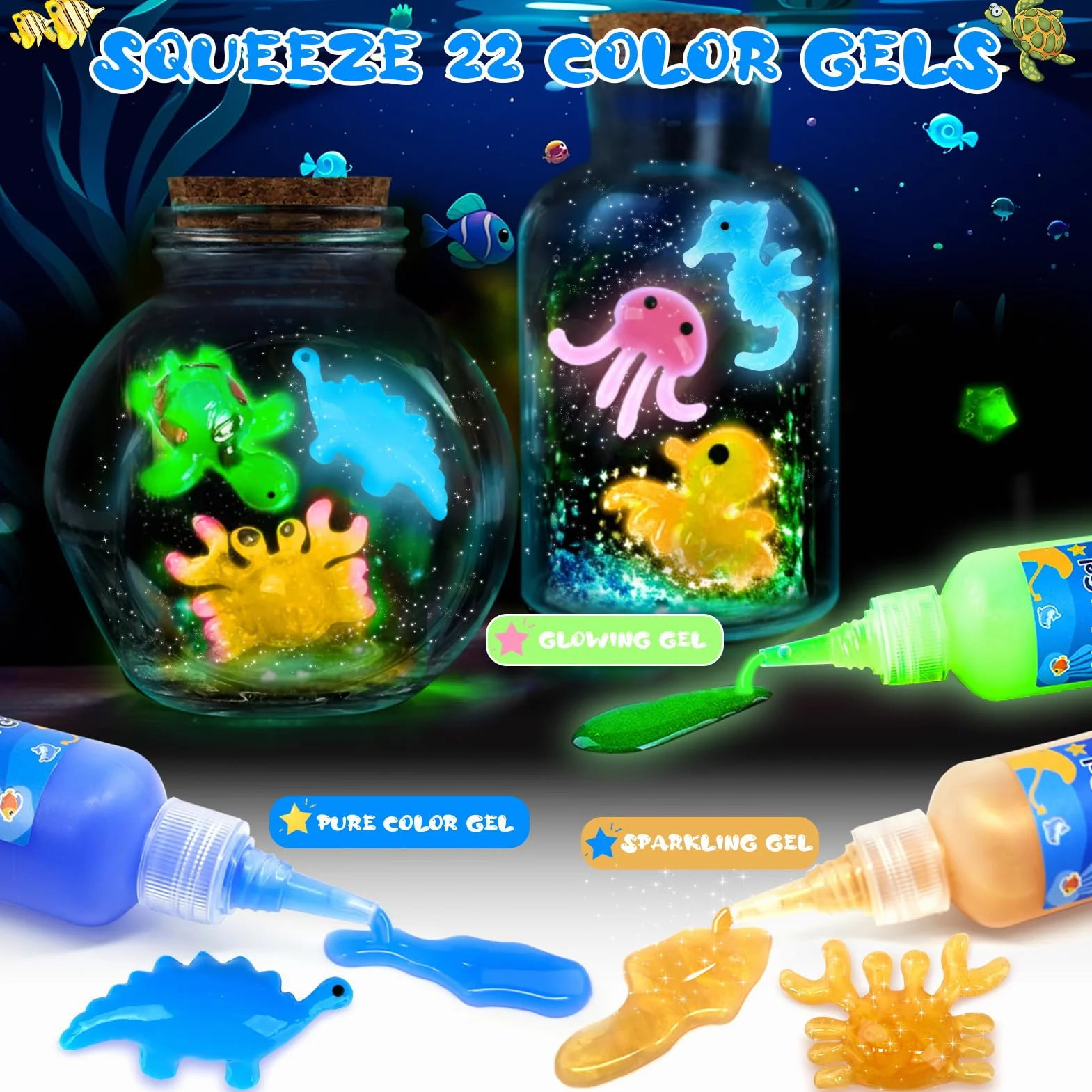 Dreamon Magiczny zestaw zabawek wodnych Elf do samodzielnego wykonania, magiczny żel wodny 3D, zestaw Aqua Gelz z 22 kolorami i 16 kształtami, kreatywna zabawka i prezent dla dzieci od 3 lat, chłopców