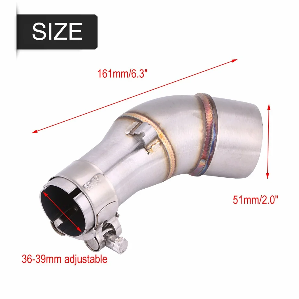 KIMISS Średni łącznik rury wydechowej slip-on dla R25 R3 2013-2016 | Adapter do tłumika | Kolektor pośredni