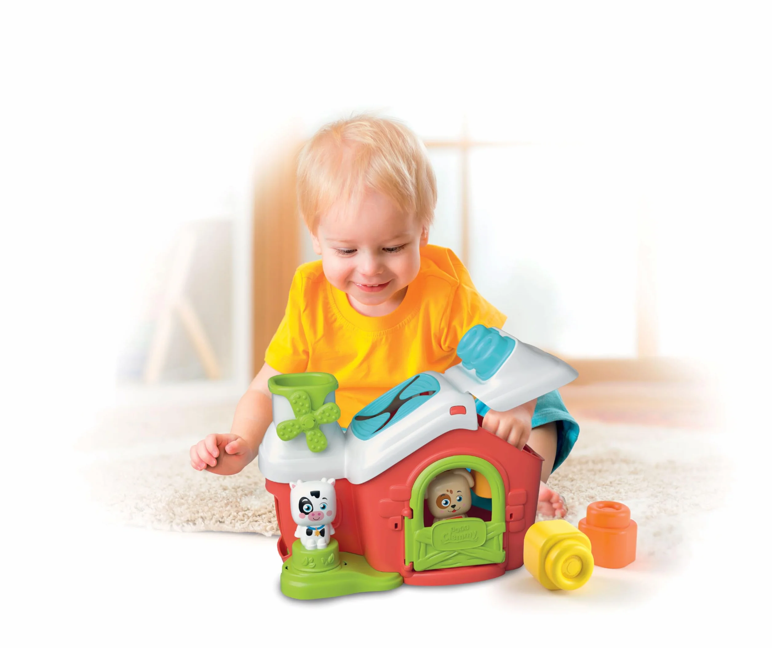 Clementoni Soft Clemmy - Touch & Play, farma sensoryczna, zestaw do zabawy, wczesne dzieciństwo, wyprodukowano we Włoszech, dla dzieci w wieku 6-36 miesięcy, 100% zmywalne, miękkie klocki, zabawka do