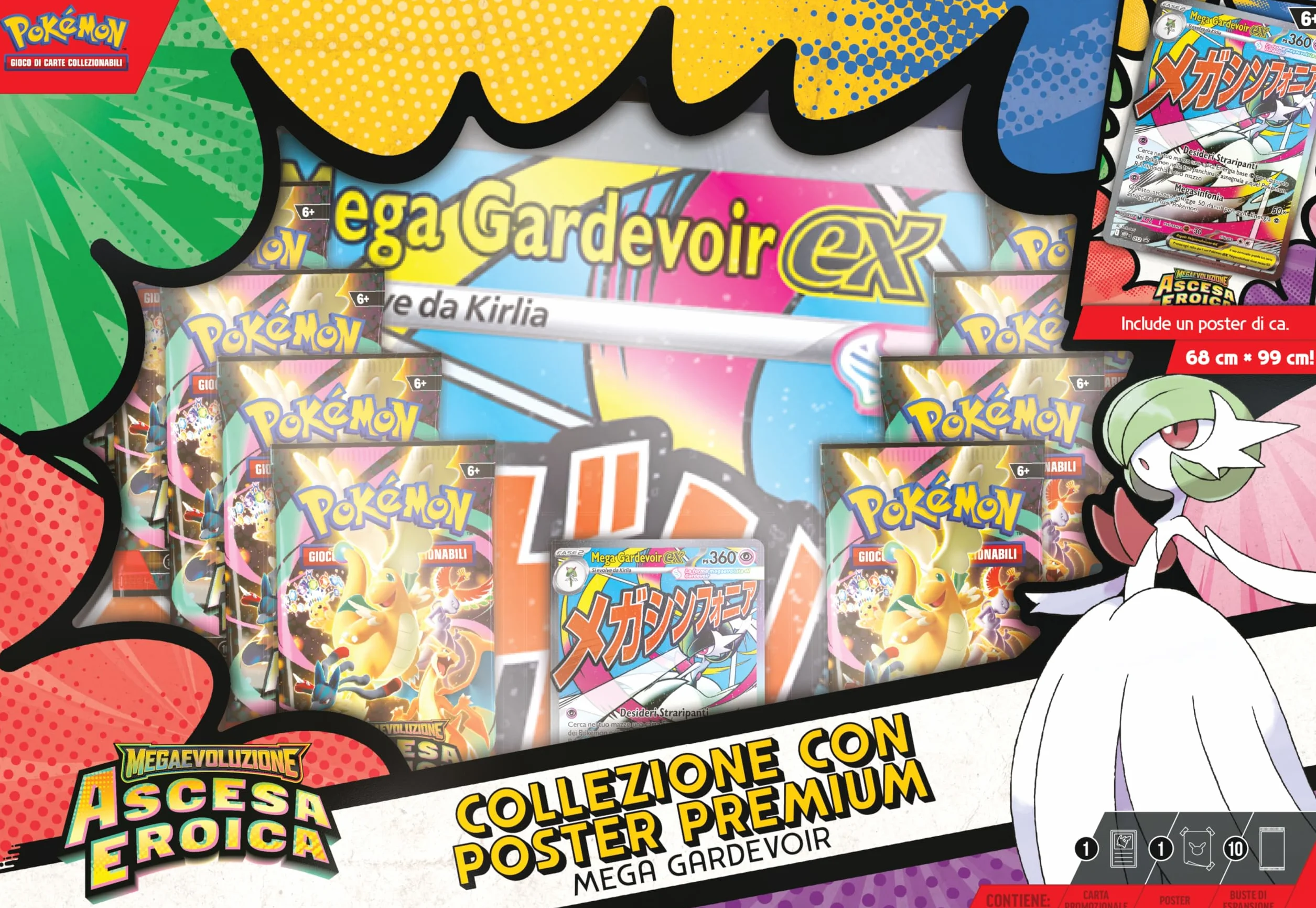 Pokémon: Mega Gardevoir Expansion Expansion MegaEvolution Collection - Heroiczne powstanie GCC Pokémon (1 holograficzna karta promocyjna, 1 plakat dwustronny i 10 rozszerzeń)
