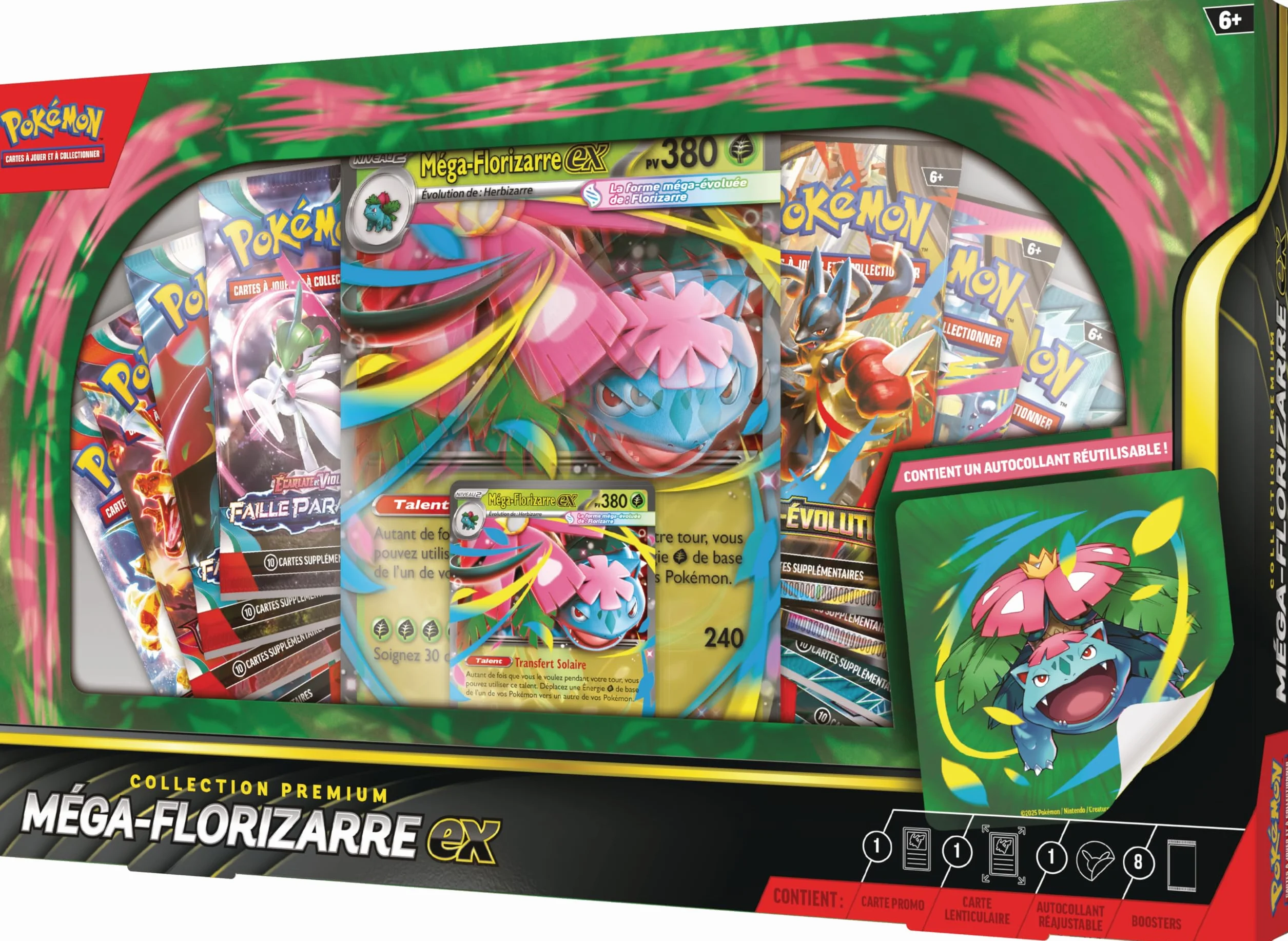 Pokémon : Kolekcja Premium Mega-Florizarre-ex (1 błyszcząca karta promocyjna, 1 duża soczewkowa karta promocyjna i 8 boosterów) od TCG Pokémon