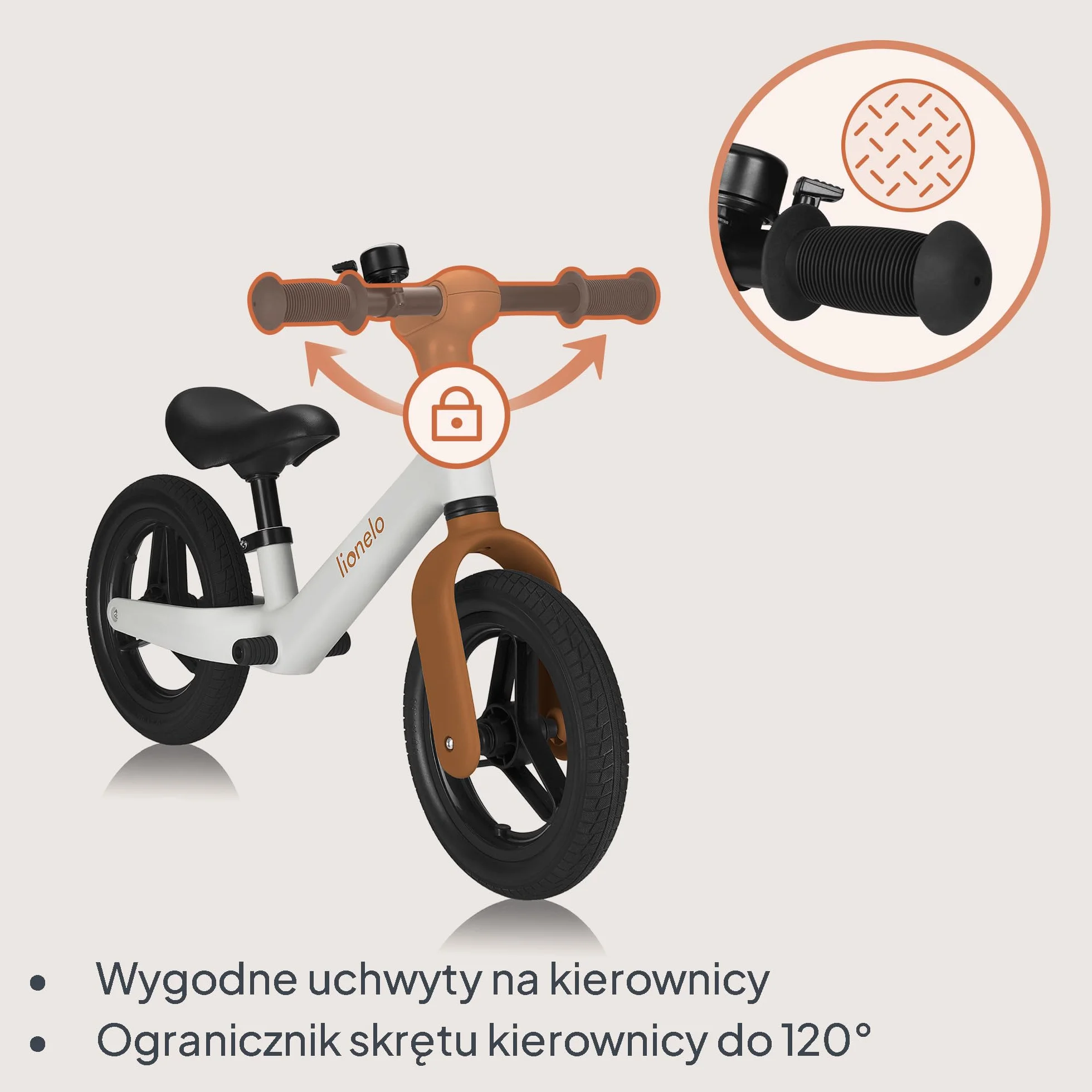 Lionelo Toni dziecięcy rowerek biegowy od 18 miesięcy do 30 kg, gumowe koła PU 25 cm, podnóżek, kosz, regulowane siedzisko i kierownica, antypoślizgowy uchwyt, lekki 2,3 kg, dzwonek