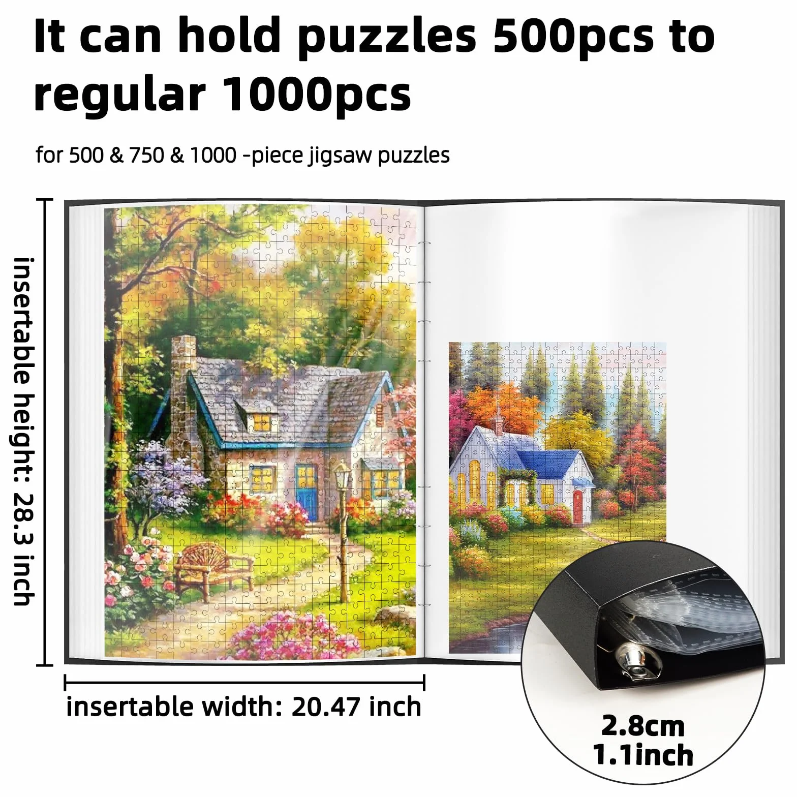 MOZOOSON Przechowywanie puzzli, organizer na 1000 elementów, przenośny, z 25 kieszeniami, większa pojemność, pyłoszczelne i ochronne akcesoria do puzzli