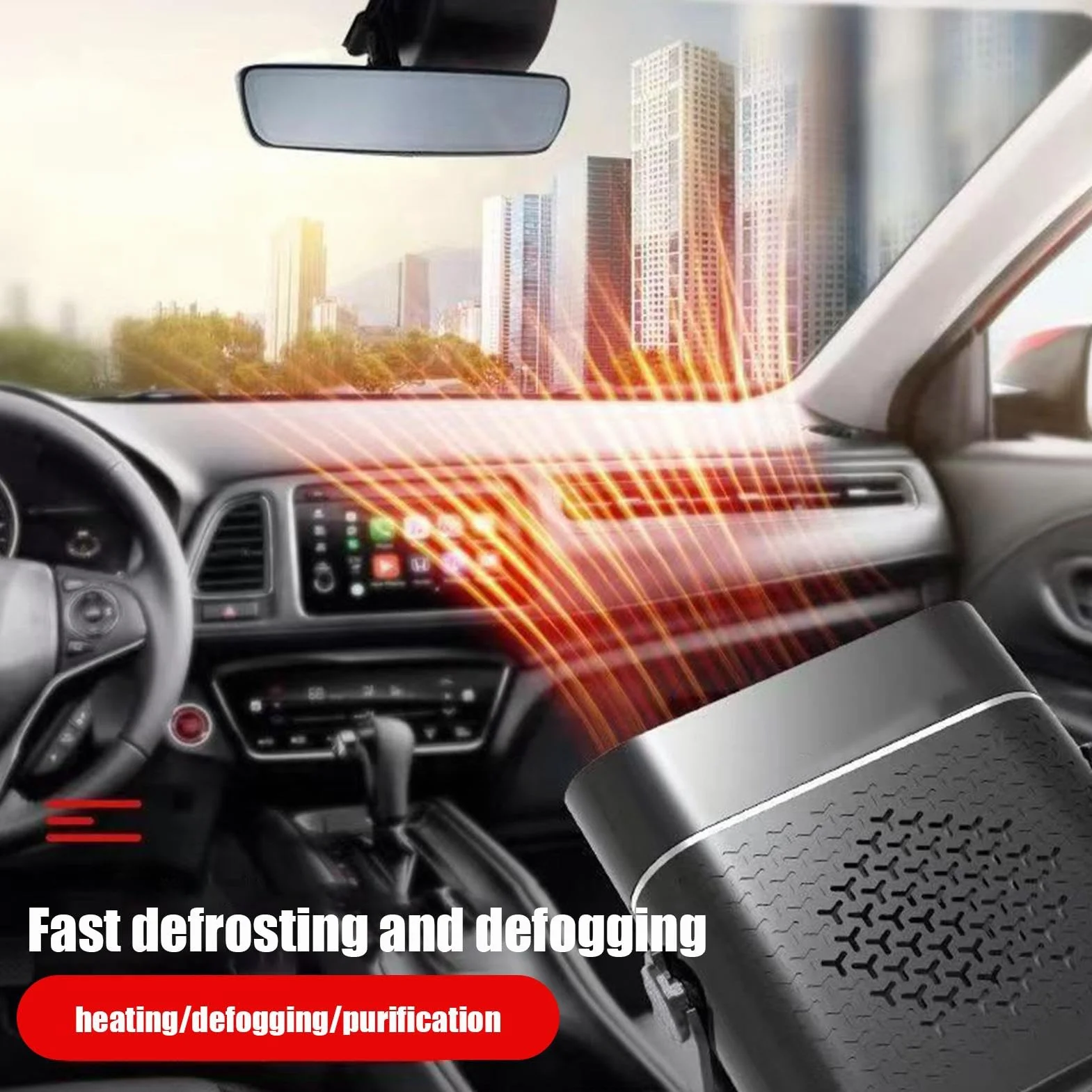 Wentylator grzejnika samochodowego, samoprzylepny 12V 24V odparowywacz samochodowy elektryczny ogrzewacz, odparowywacz wnętrza samochodu, obrotowy ogrzewacz oczyszczający powietrze wnętrza samochodu