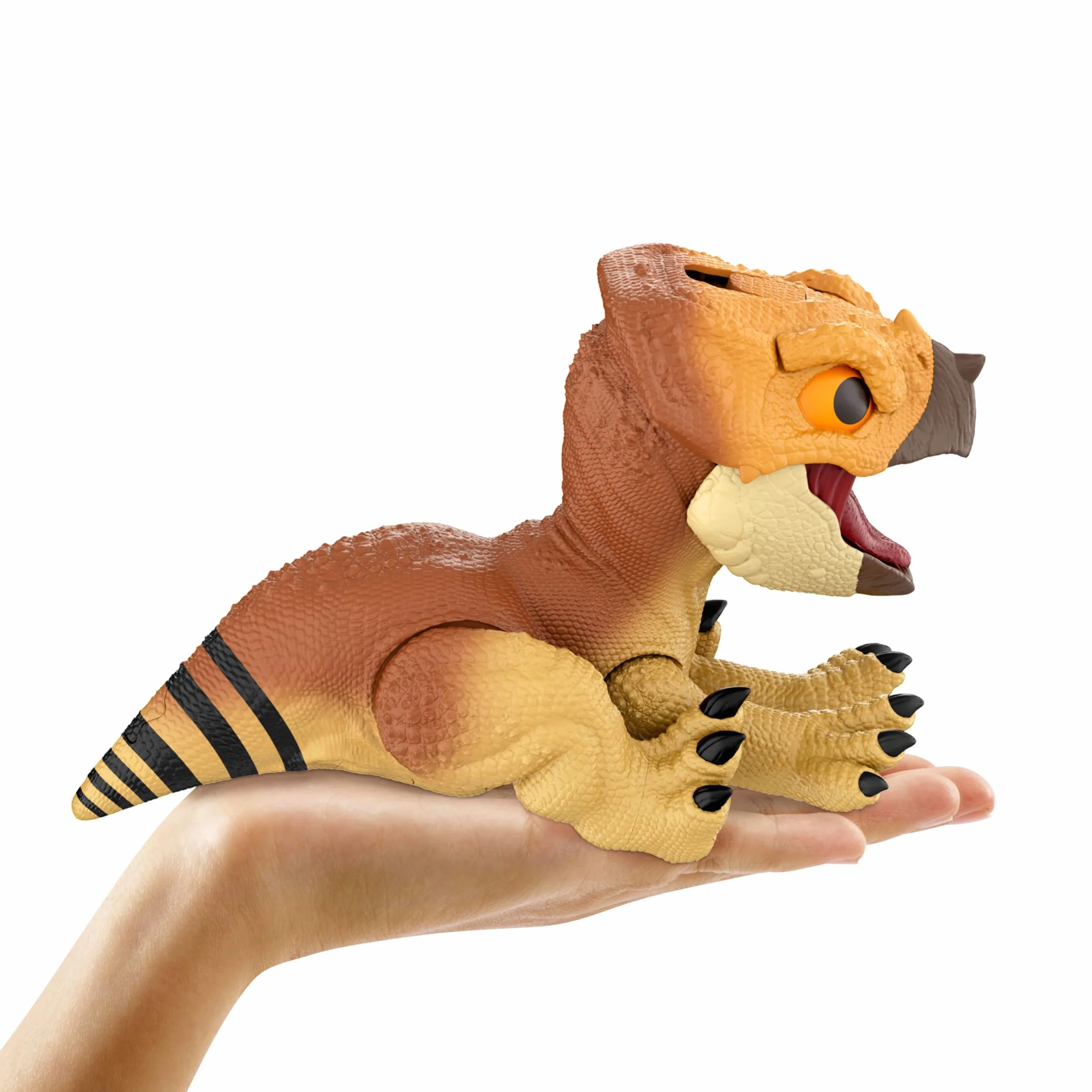 Mattel Jurassic World: Odrodzenie Aquilops Interaktywny przyjaciel dinozaur zabawka, figurka interaktywna z ruchem i dźwiękami, elektroniczna zabawka do „tresowania” z „jedzeniem”, JGC01