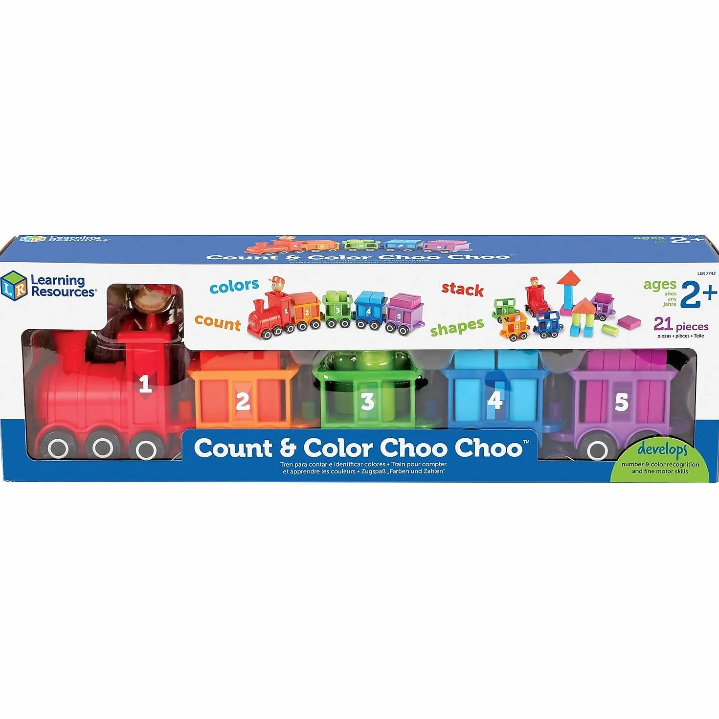 Learning Resources Liczba i Kolor Choo Choo Interaktywny Pociąg Nauka Zabawka 21-Kawałeks Gra Zestaw