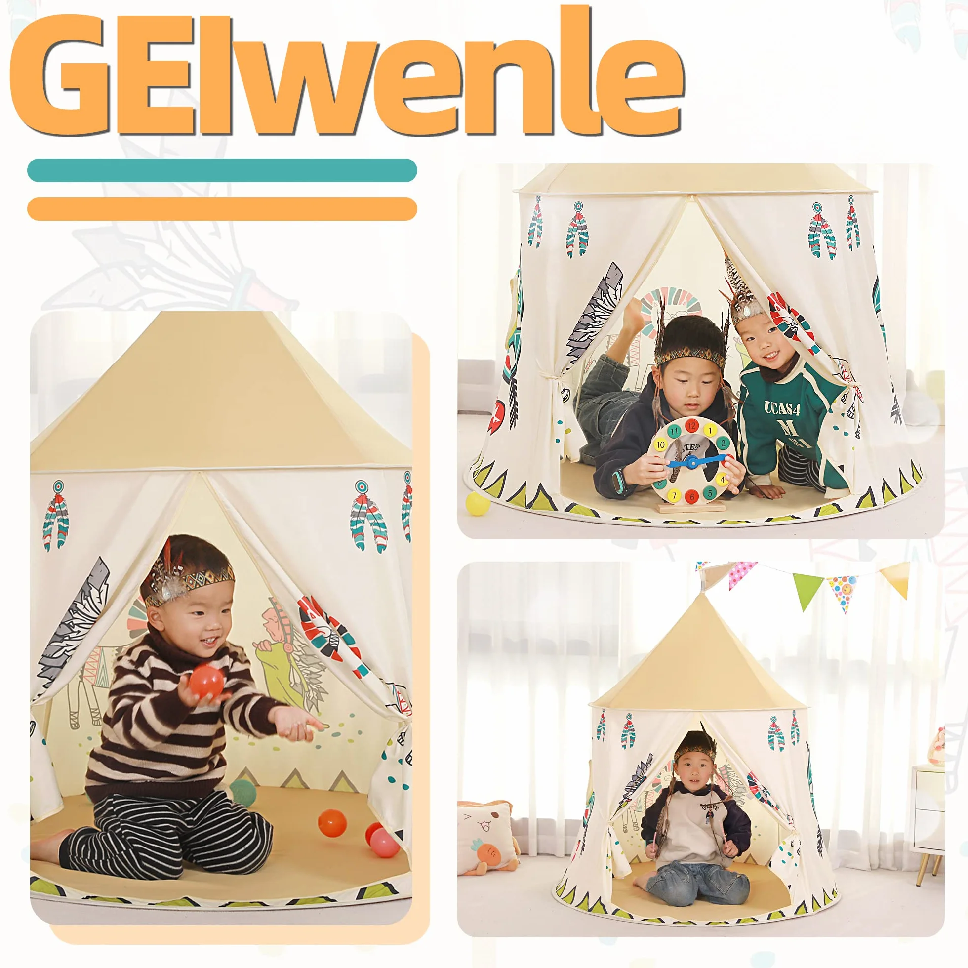 Namiot zabaw dla dzieci, namiot księżniczki Prince Castle namiot, Przenośny namiot pop up indyjski, Tipi, certyfikat EN71, Domek zabaw dla wewnątrz i na zewnątrz, Prezent dla dzieci