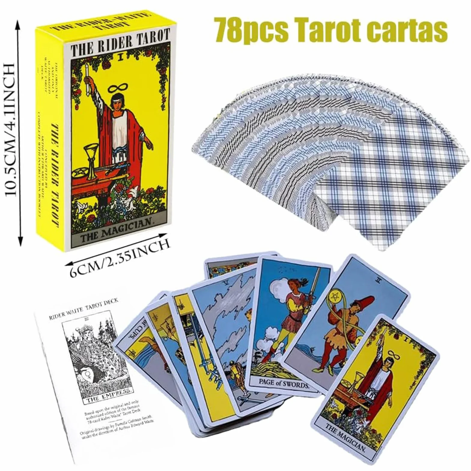 Waite karty tarota dla początkujących – 78 Rider Tarot Cards z poradnikiem dotyczącym wróżenia losu, gry karciane na imprezy, odpowiednie dla początkujących i doświadczonych graczy, tajemniczy prezent