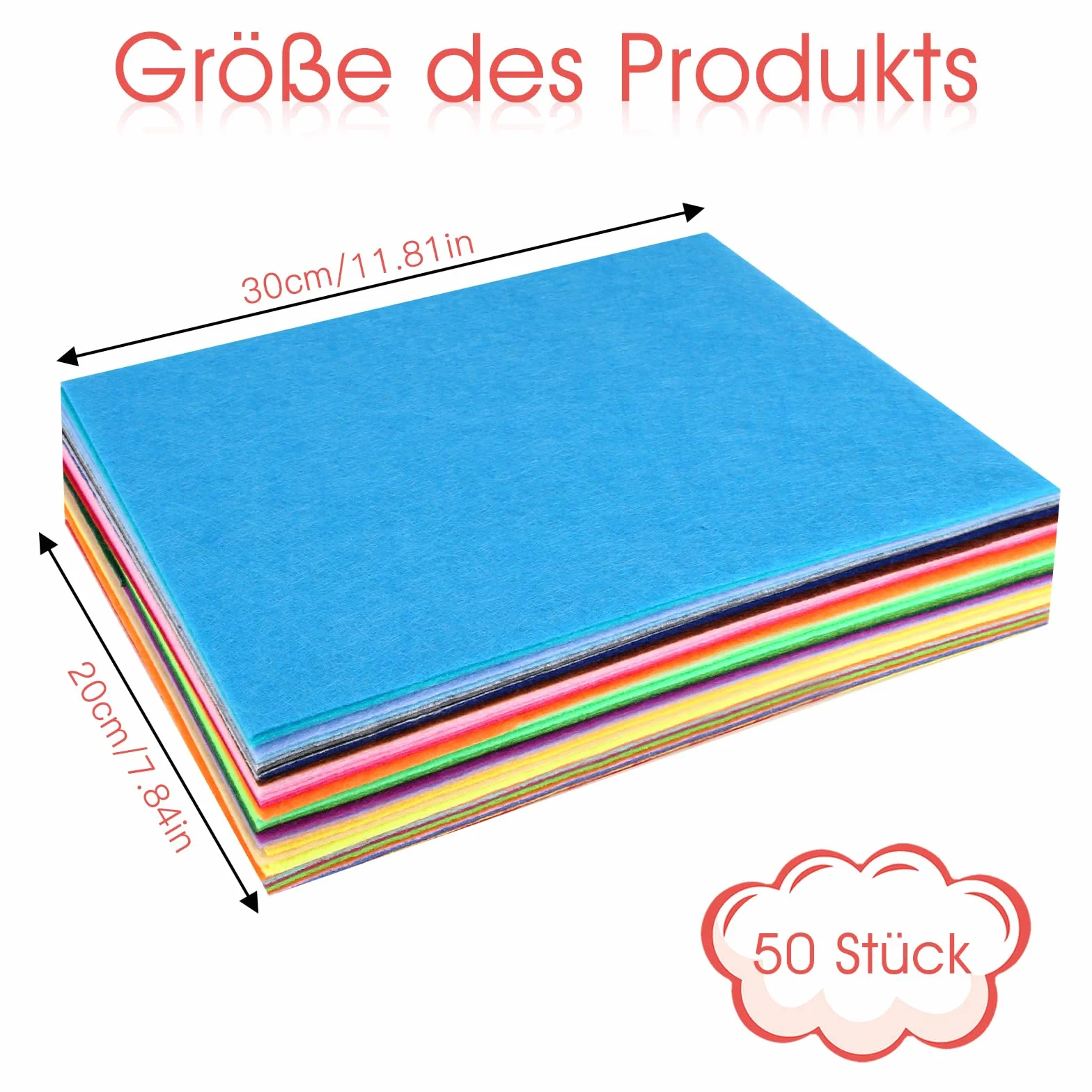 XIEJ 50 sztuk filcu do majsterkowania, 40 kolorów filcu do majsterkowania, 20 x 30 cm, filcowa tkanina poliestrowa, rękodzieło, szycie, ręczne dekorowanie