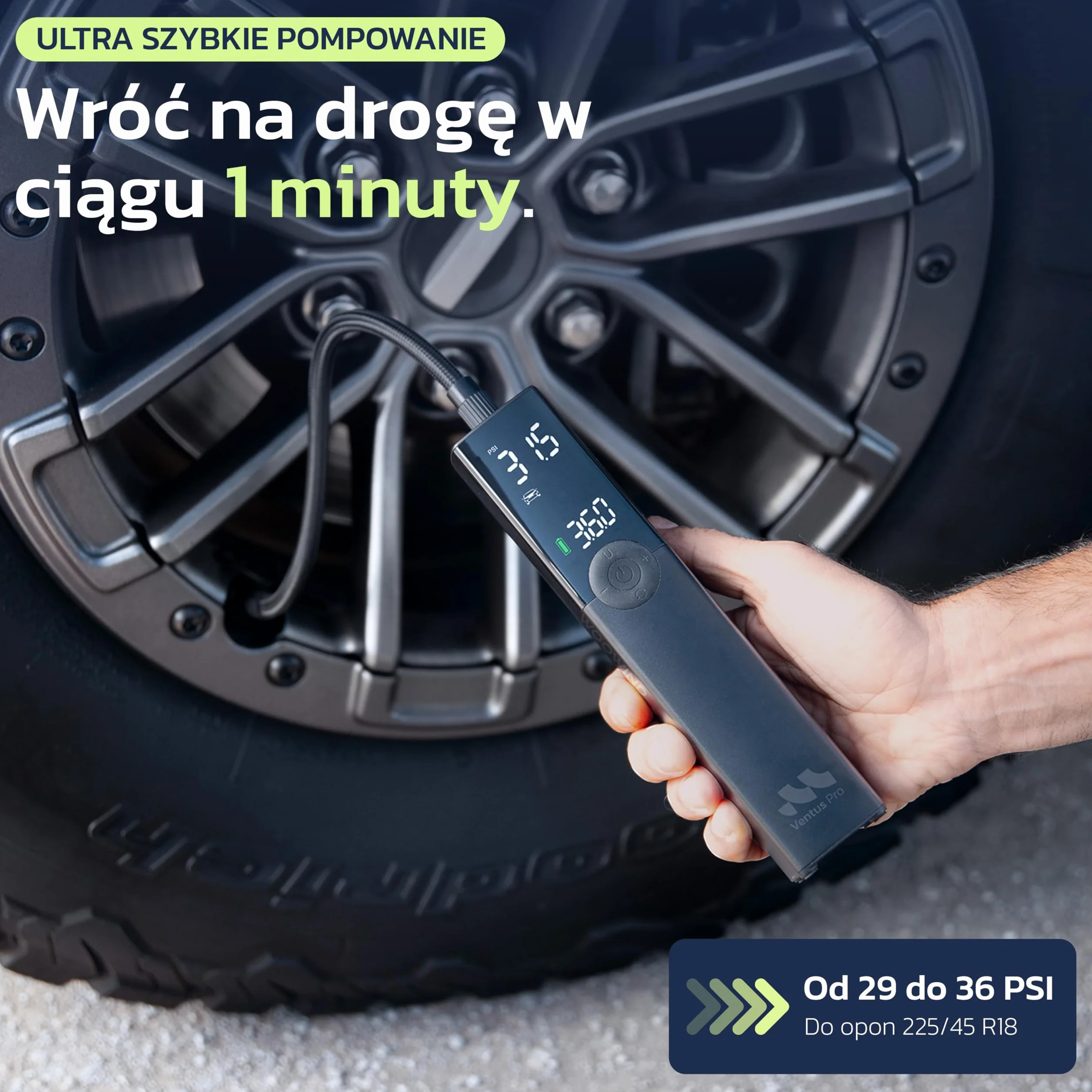 Pompa do opon, przenośna sprężarka powietrza do samochodu, roweru, motocykla, SUV-a i ciężarówki, szybka pompka samochodowa, 150 PSI, bezprzewodowa i 12 V DC, automatyczne wyłączanie, wyświetlacz LED